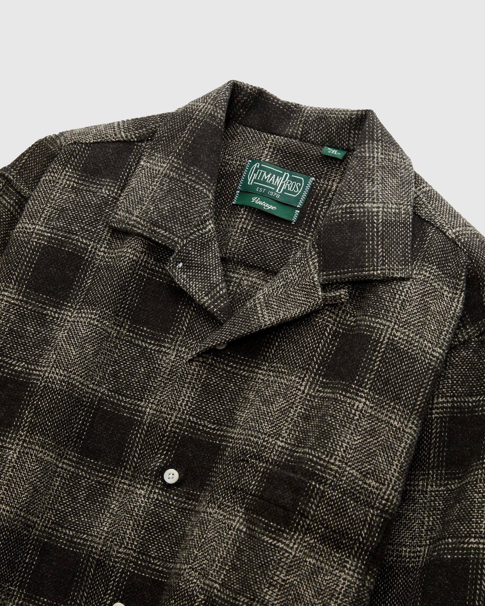 Tweed Check Camp Shirt in Black - 4