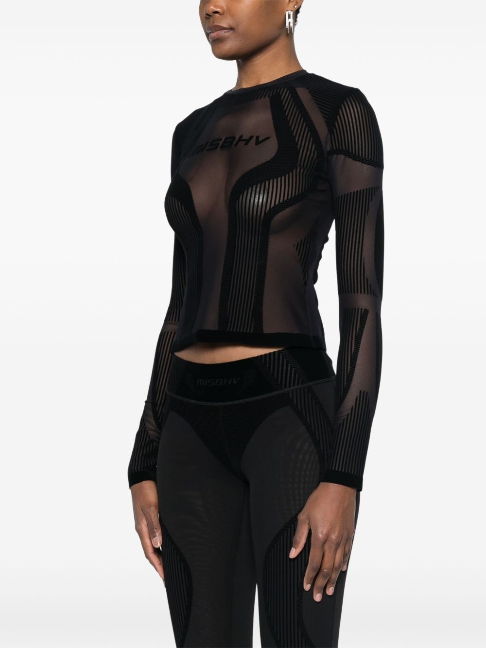 flocked mesh T-shirt - 3
