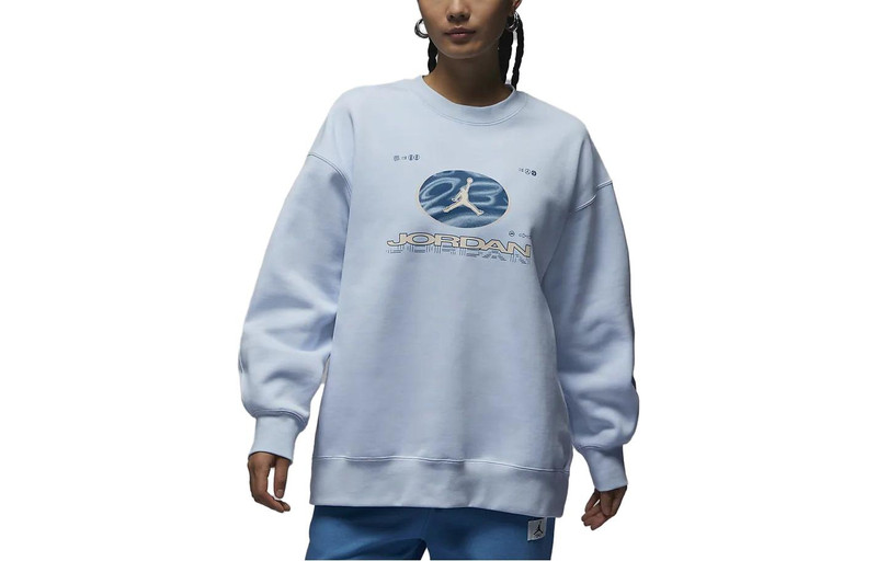 Jordan (WMNS) Air Jordan Fearless Fleece Sweatshirt Asia Sizing 'Light Blue' FV4021-423 outlook