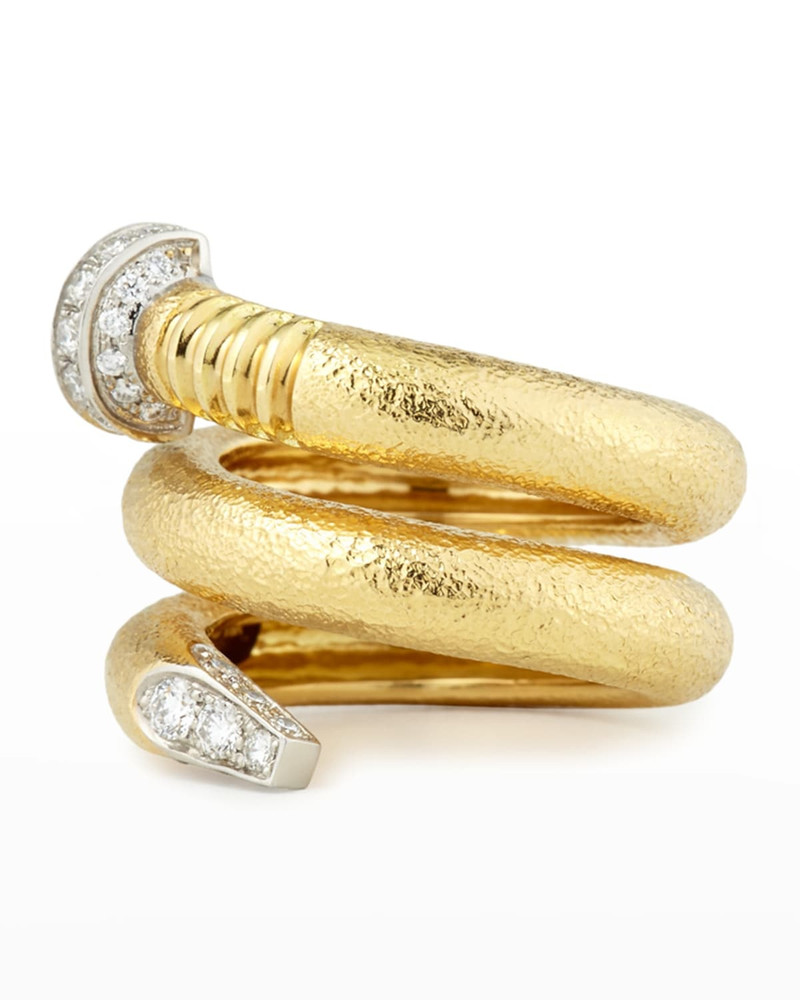 DAVID WEBB 18K Diamond Hammered Nail-Shaped Ring, Size 6.5 outlook