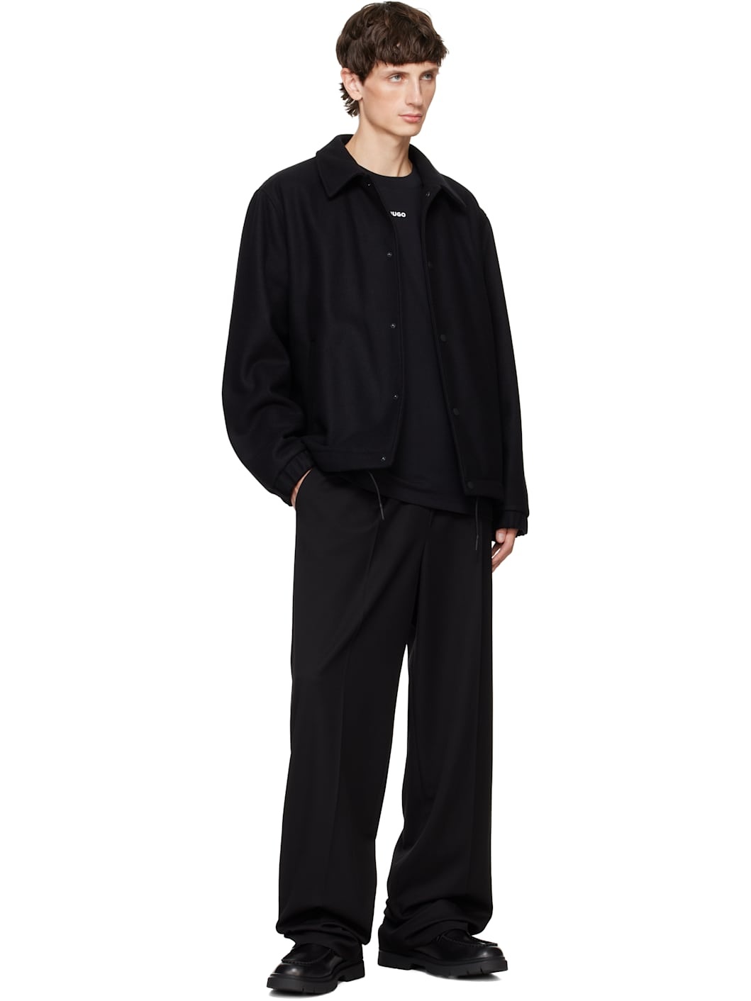 Black Double Stitching Loafers - 5