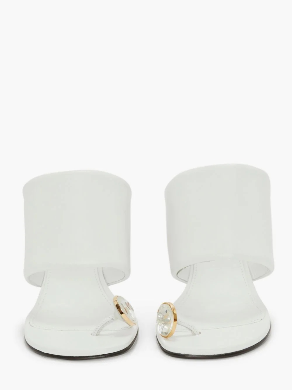 LEATHER DIAMOND CHAIN HEEL SANDAL - 4