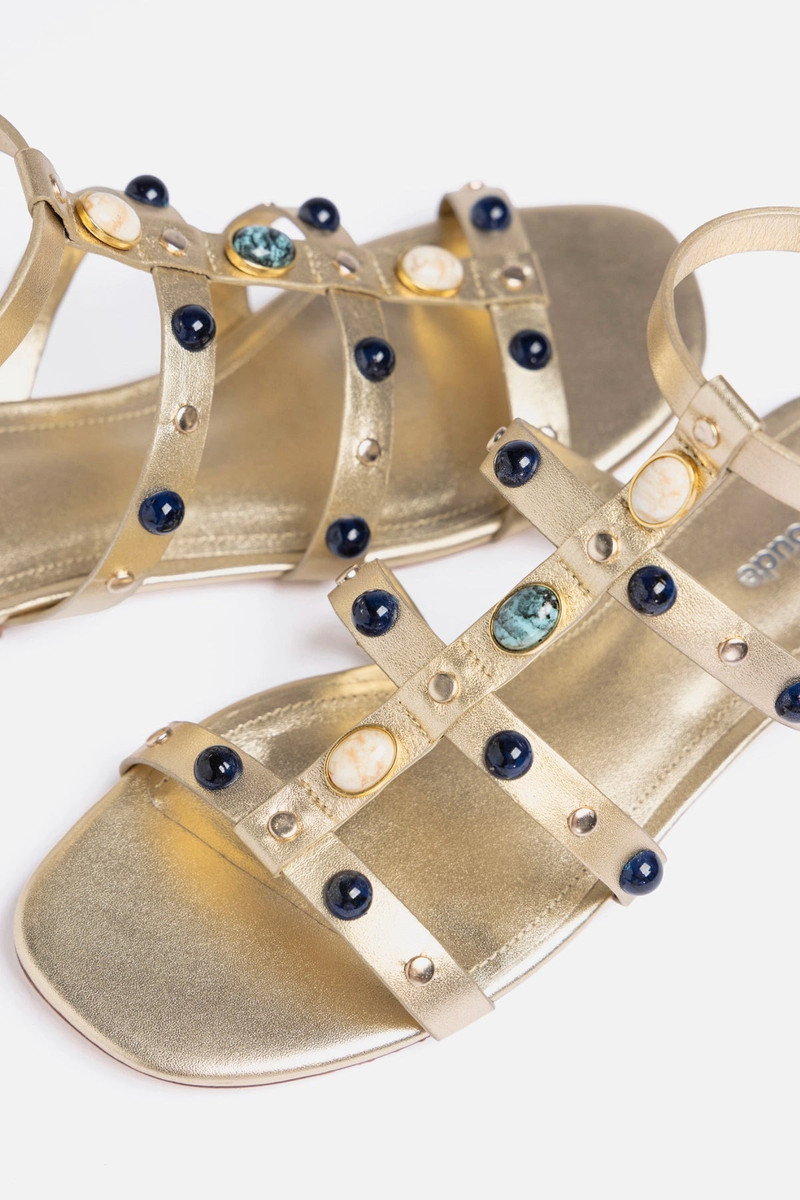 Larroudé Amalfi Flat Sandal Platina Leather outlook