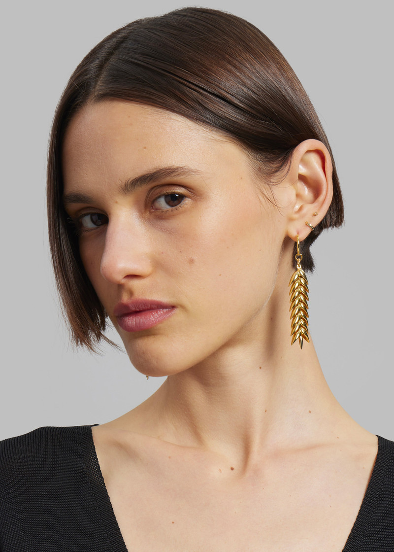Bevza Spikelet Medium Hoop Earrings - Gold 3