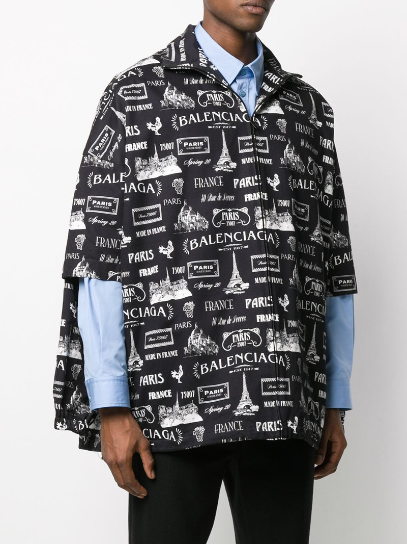 Paris-print layered-sleeve jacket 3