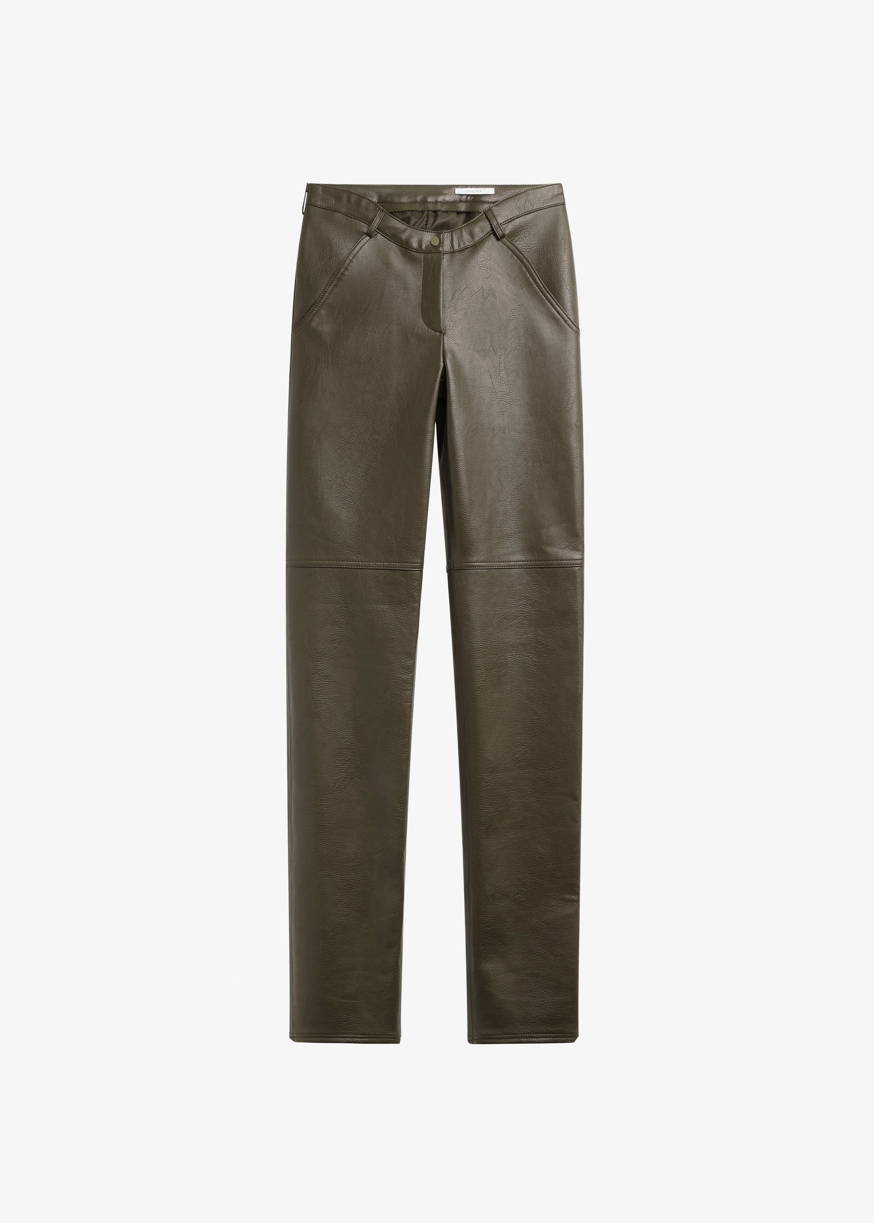 Ascona Faux Leather Pants - Dark Olive - 1