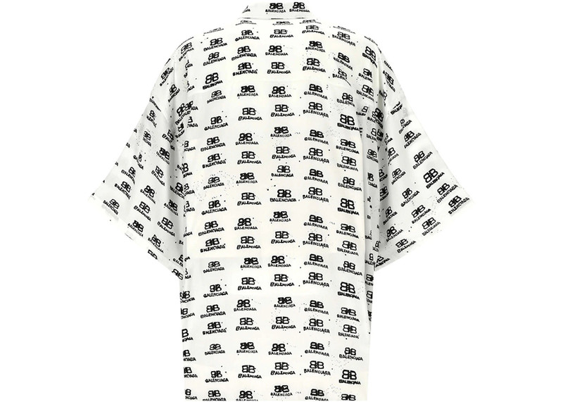BALENCIAGA Balenciaga Hand Drawn BB Icon Oversize Viscose Shirt White/Black outlook