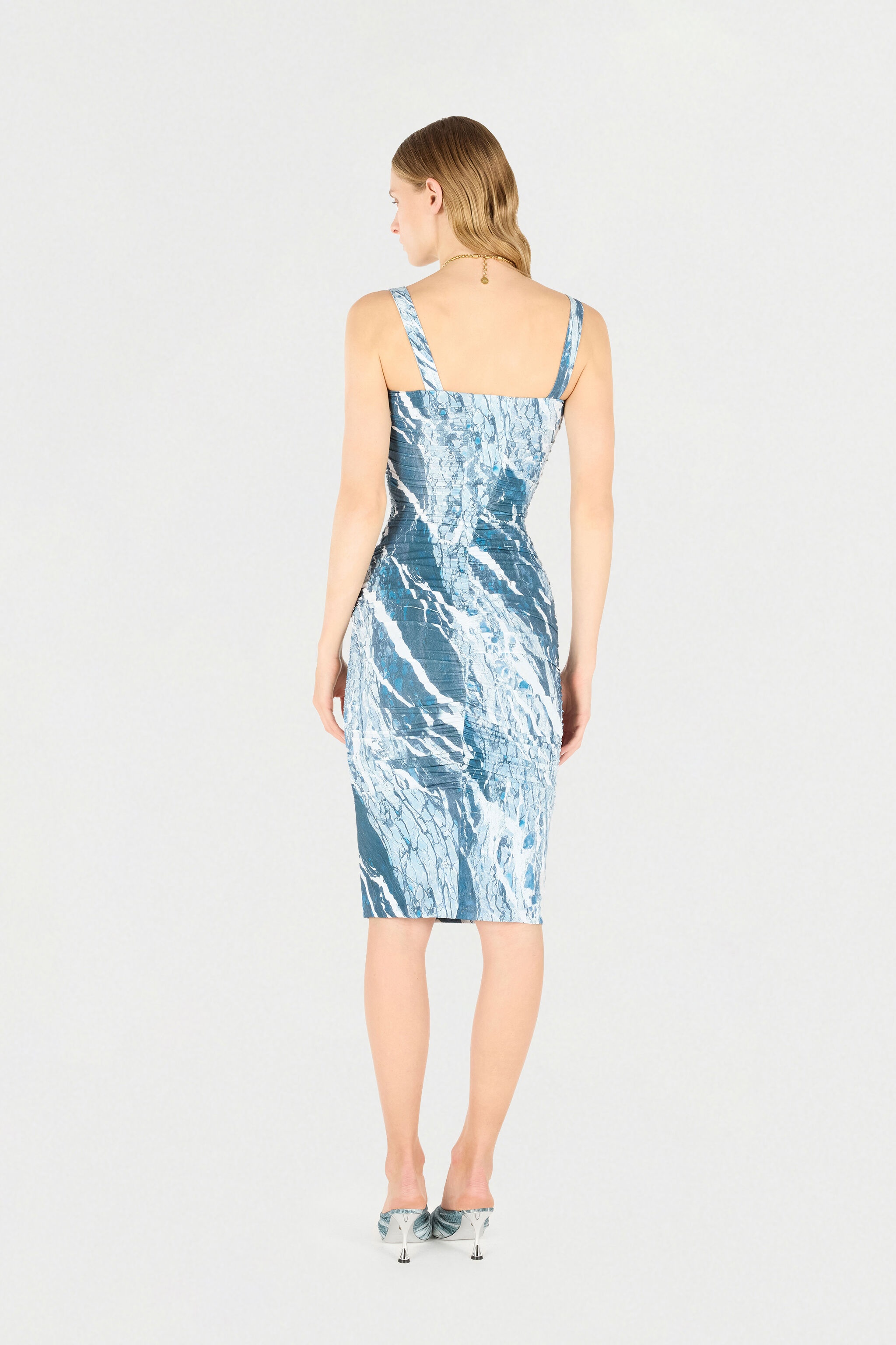 Marble-Print Midi Dress - 4