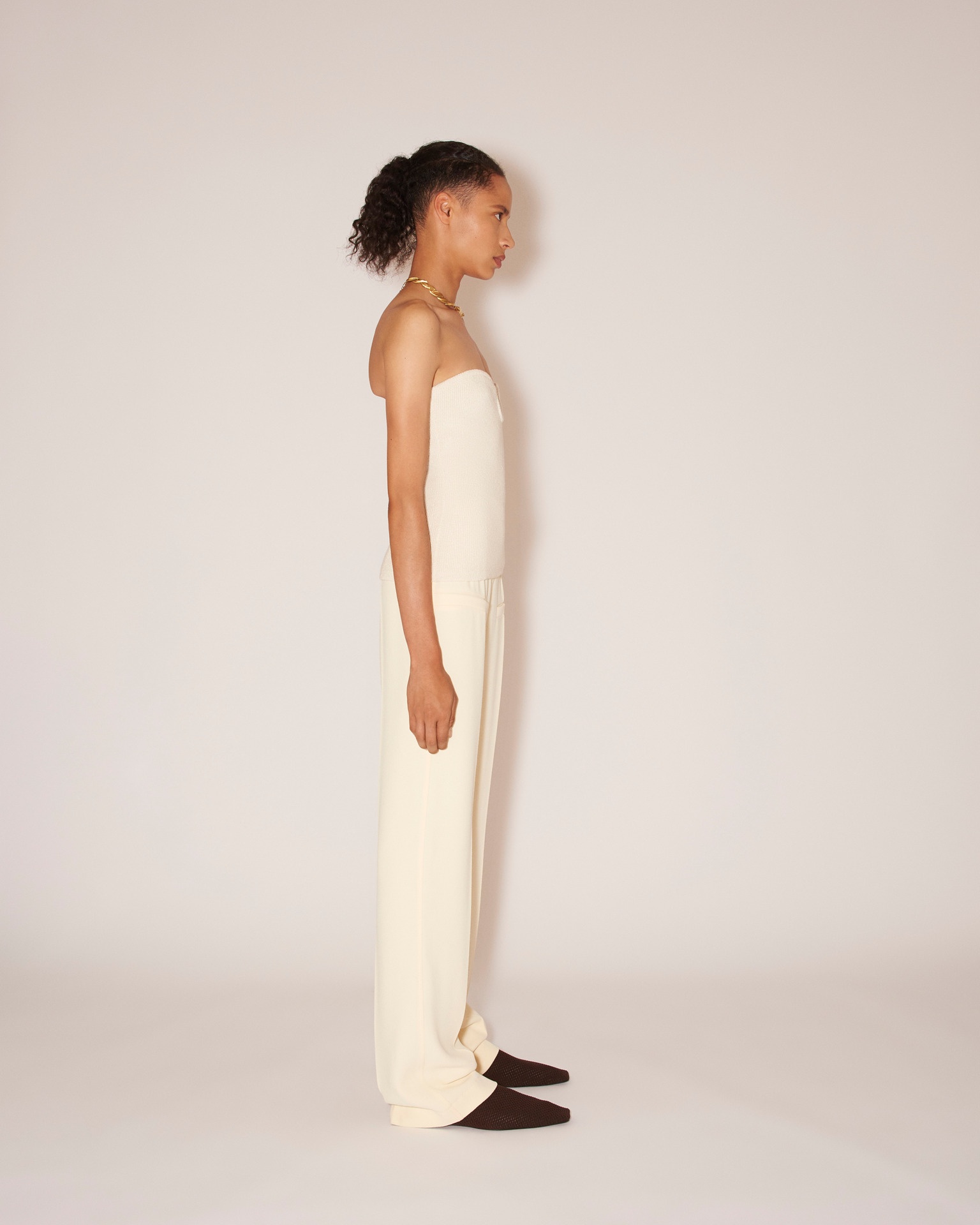 ELYSIA - Boucle-crepe wide leg pants - Vanilla - 4