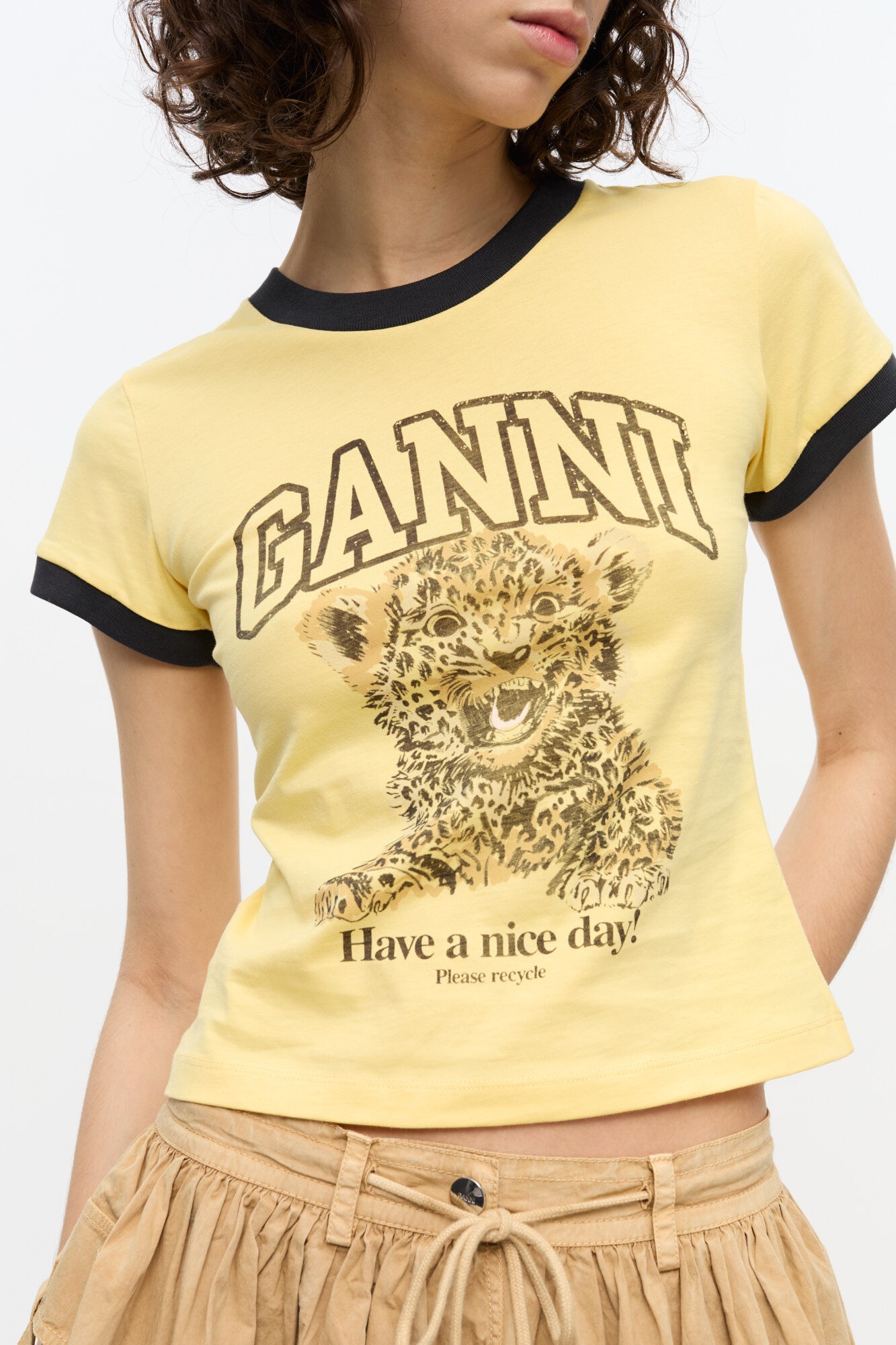 YELLOW BASIC JERSEY LEOPARD T-SHIRT - 5