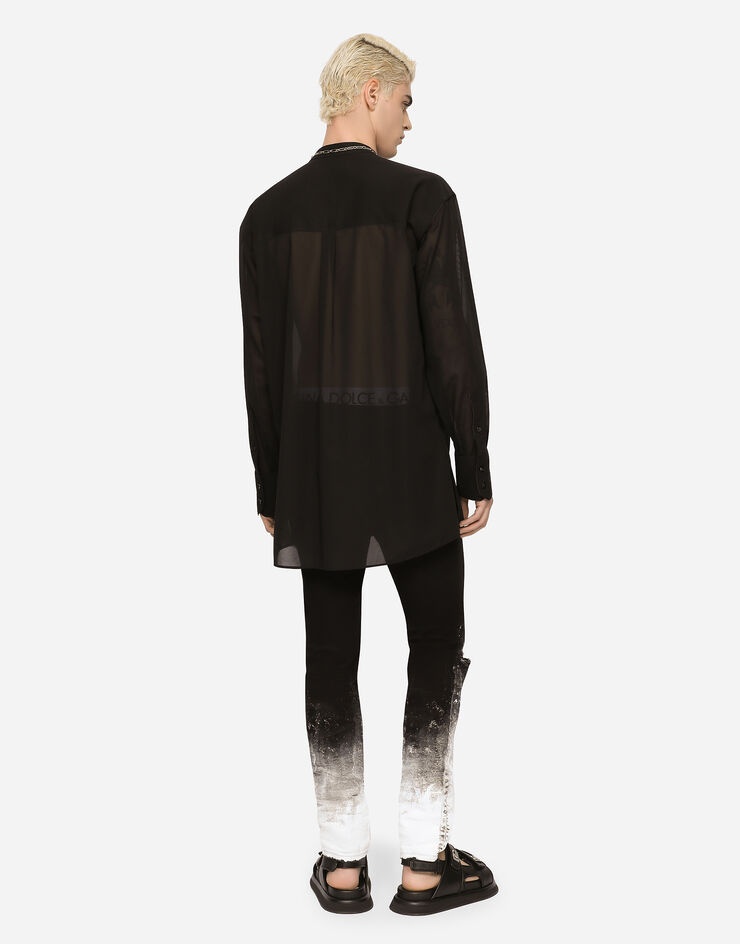 Slim-fit stretch jeans with brushstrokes and DG logo - 3