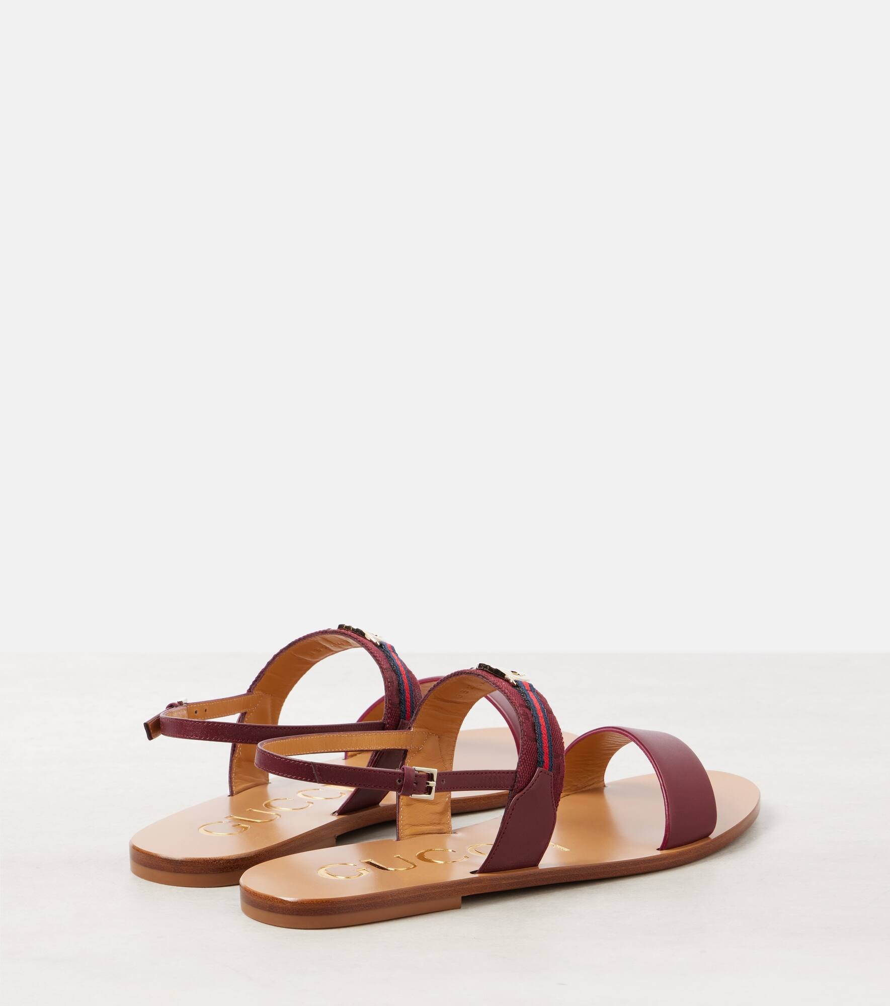 Interlocking G Web Stripe leather sandals - 2