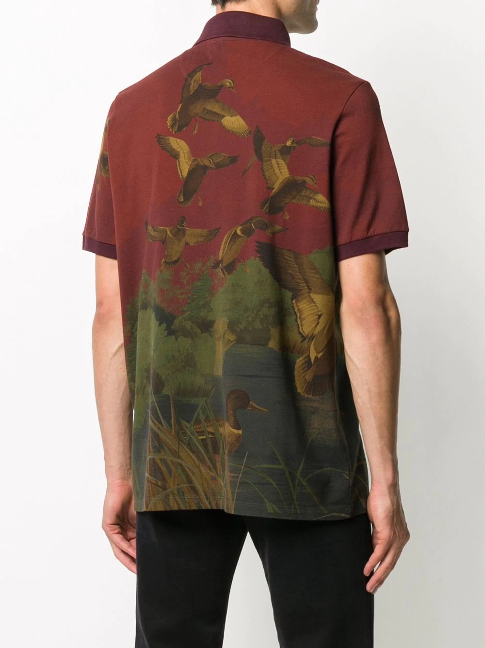 botanical-print short-sleeved polo shirt  - 4