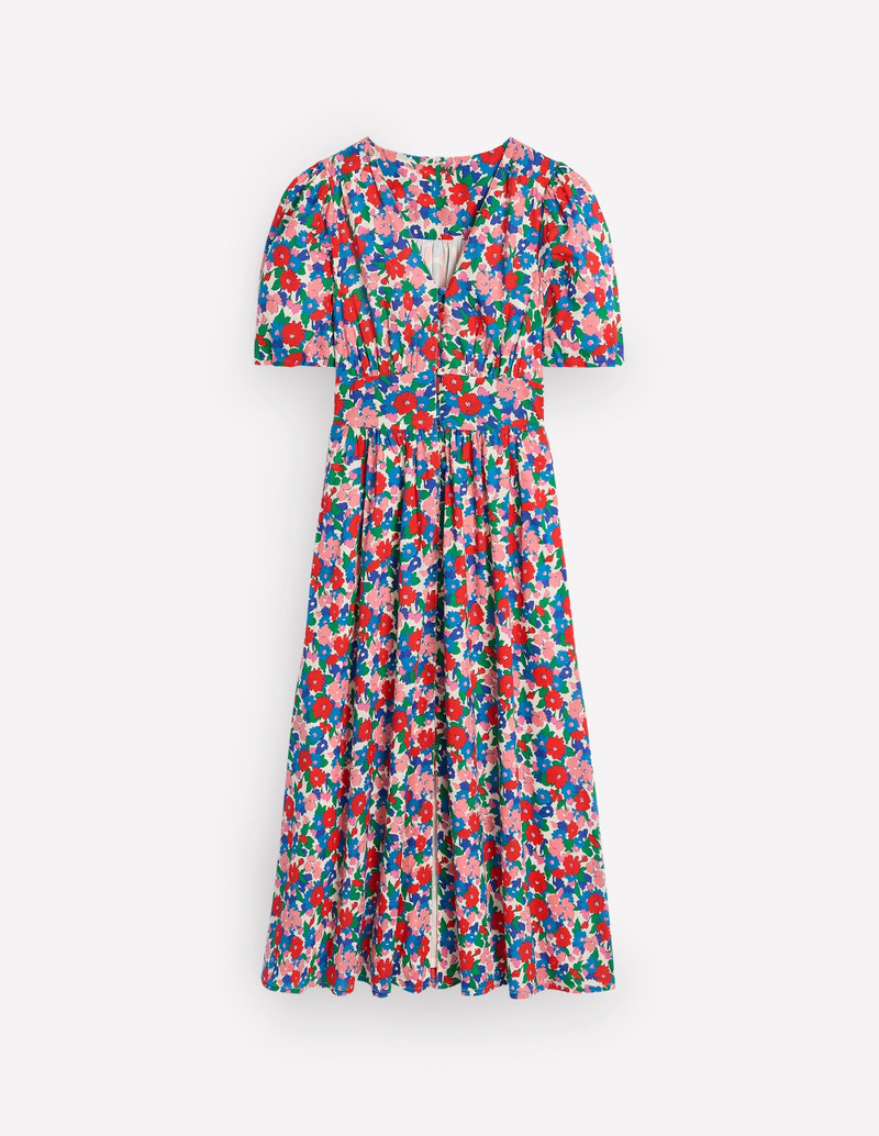 Lillian Cotton Midi Dress-Multi, Painterly Meadow 1