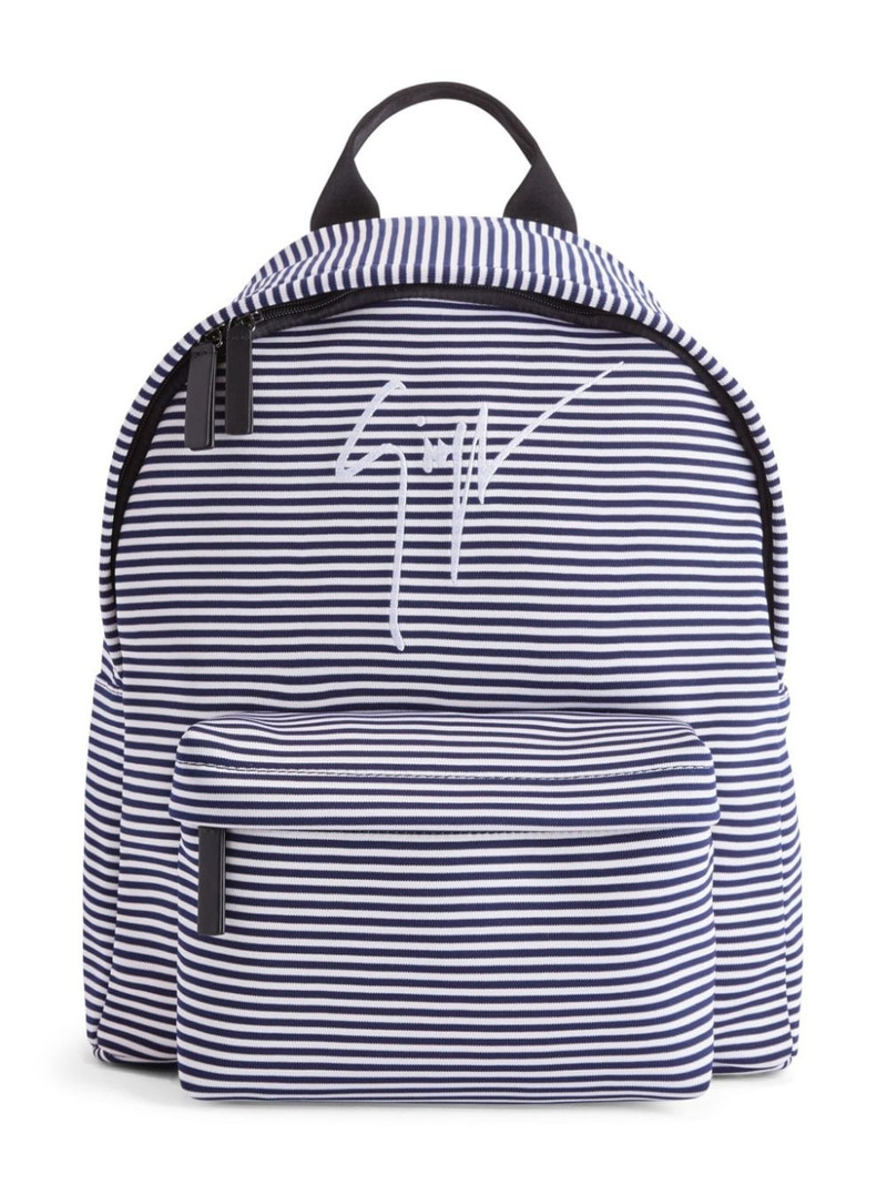 logo-embroidered striped backpack 1