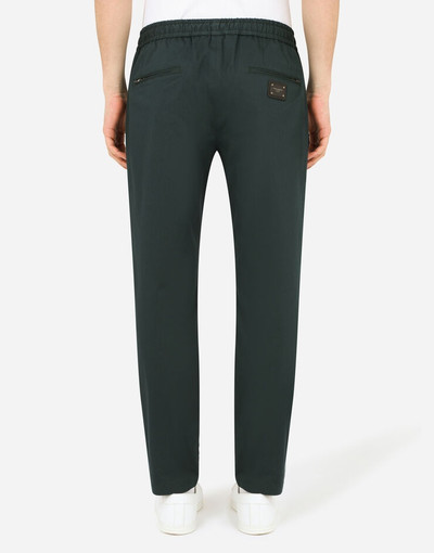 Dolce & Gabbana Stretch cotton jogging pants with plate outlook