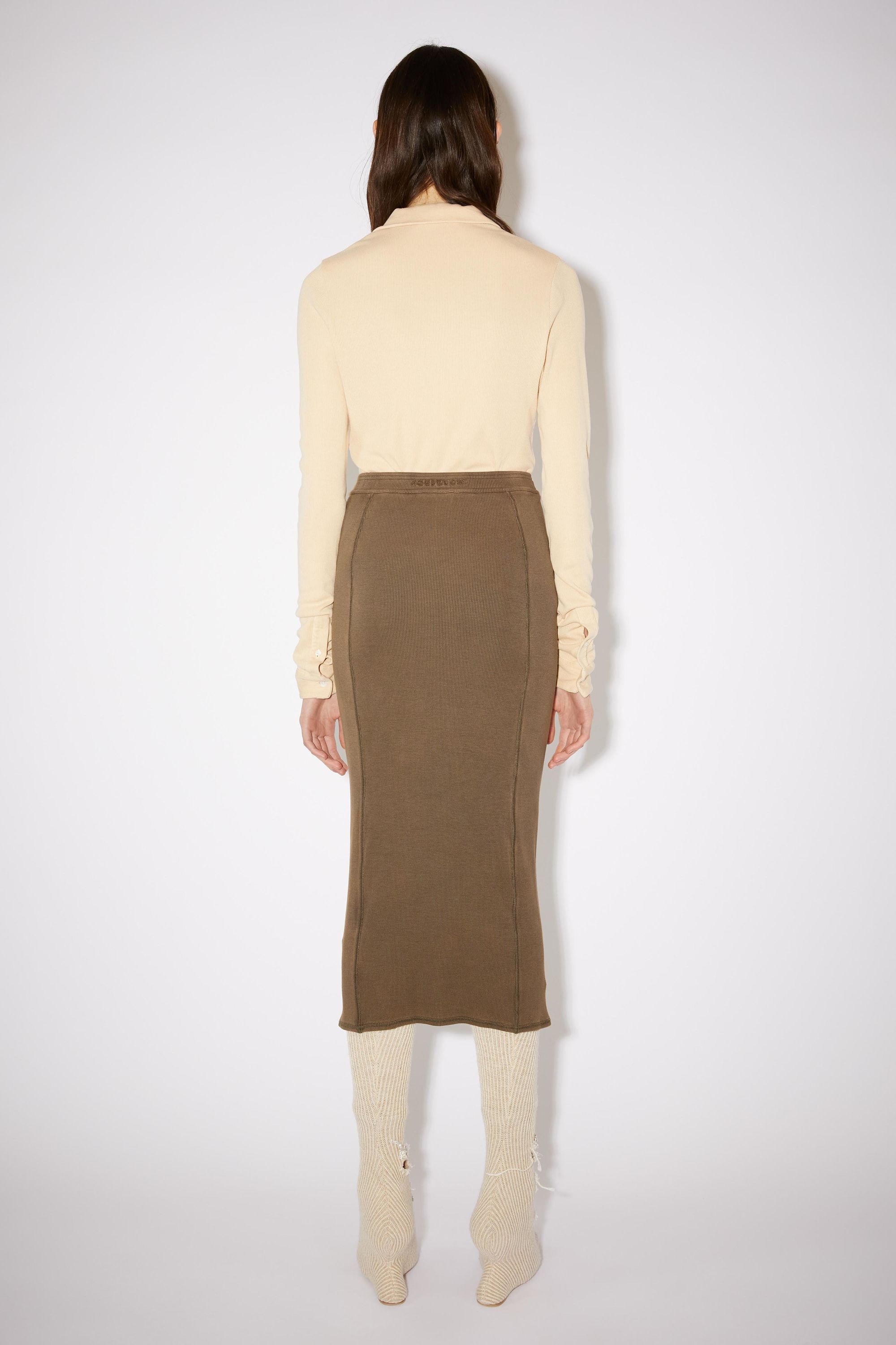 Ribbed Midi skirt - Brown - 3