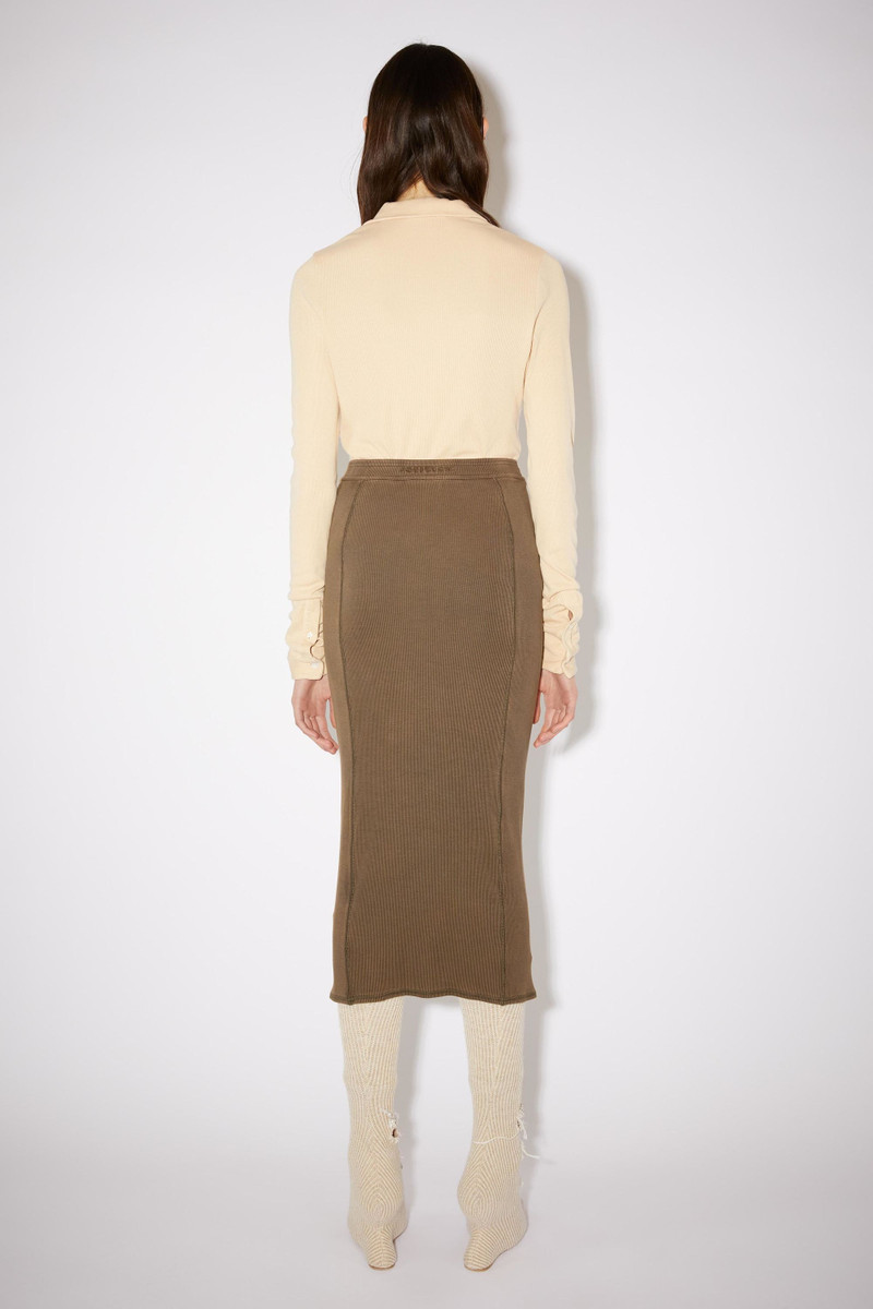 Ribbed Midi skirt - Brown 3