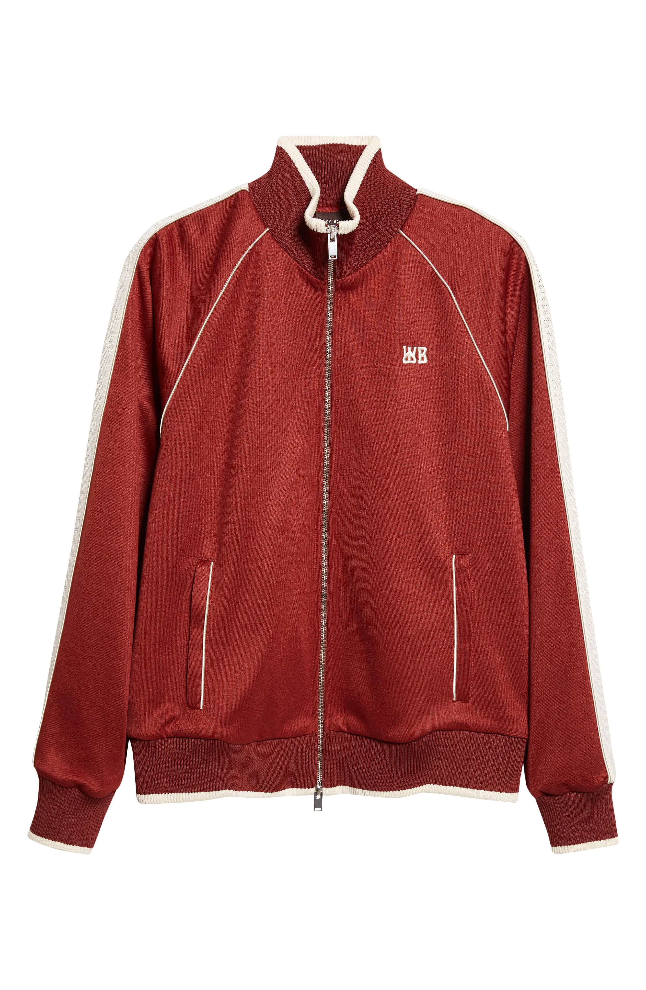 Wales Bonner Motion Piped Jersey Track Jacket in Rust /Ivory at Nordstrom - 1