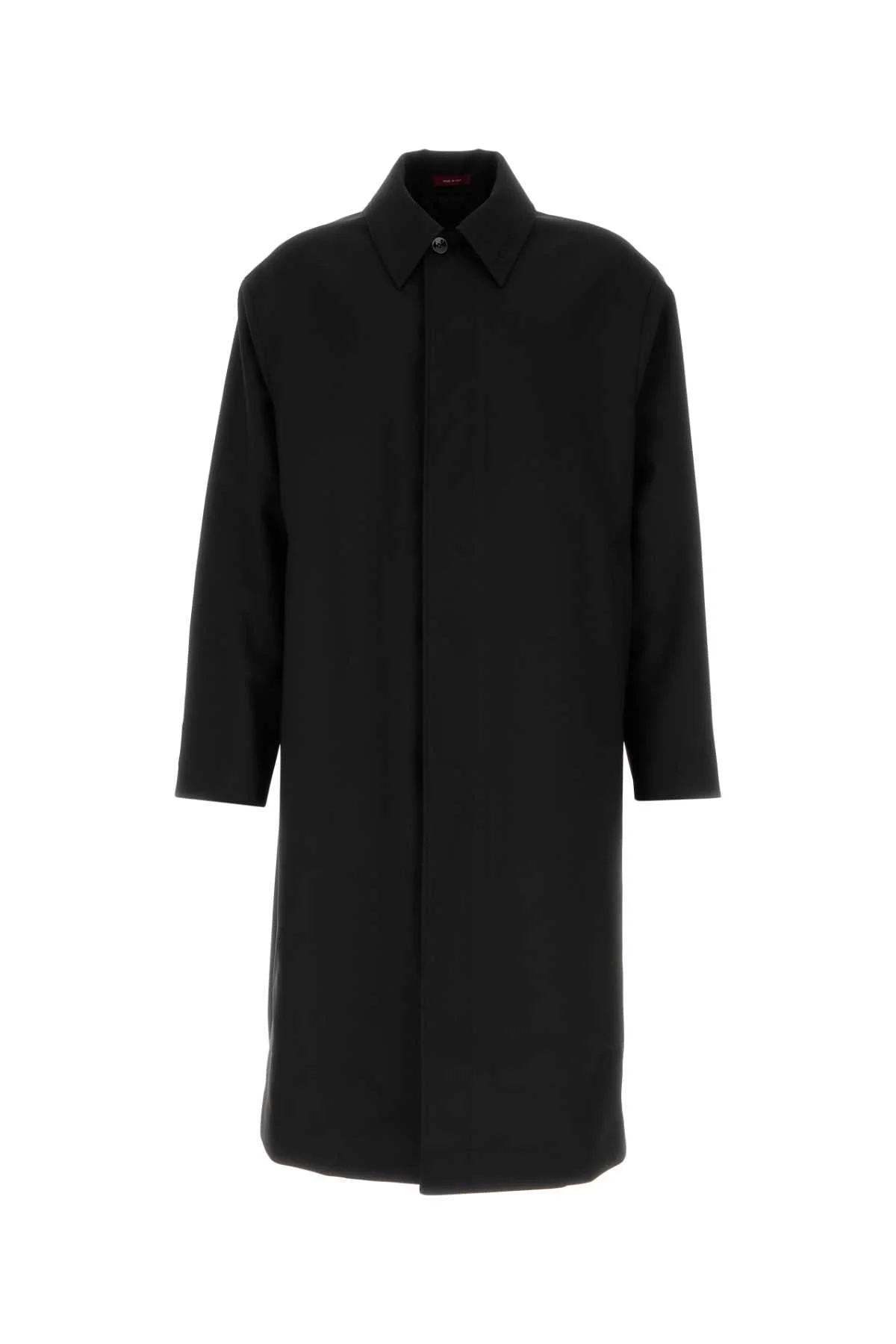 Black Wool Overcoat Exterior: Lining: Cupro Cappotti - 1