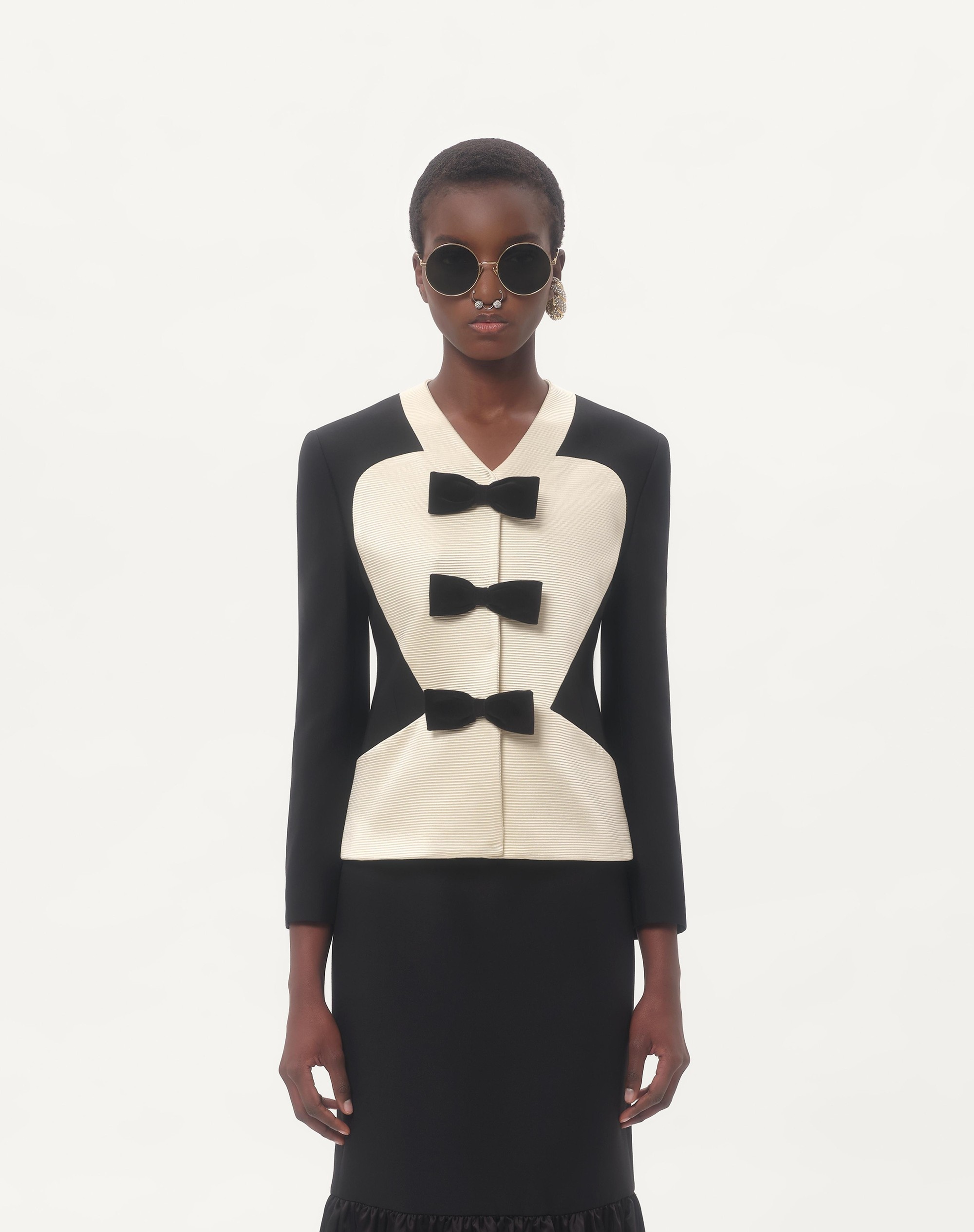 CREPE COUTURE JACKET WITH BOWS - 6