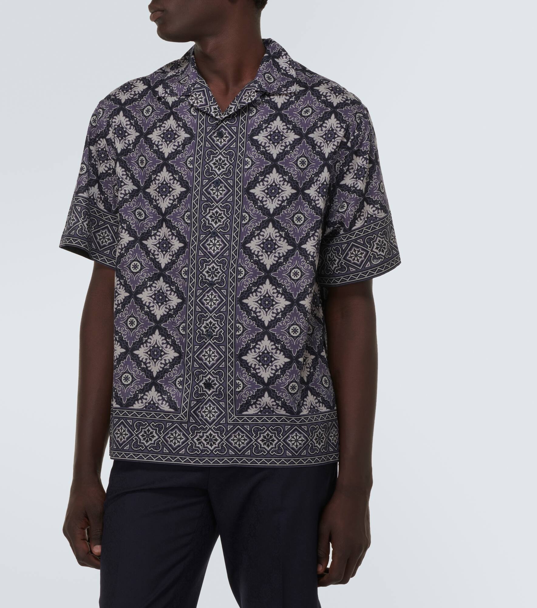 Printed cotton bowling shirt - 3