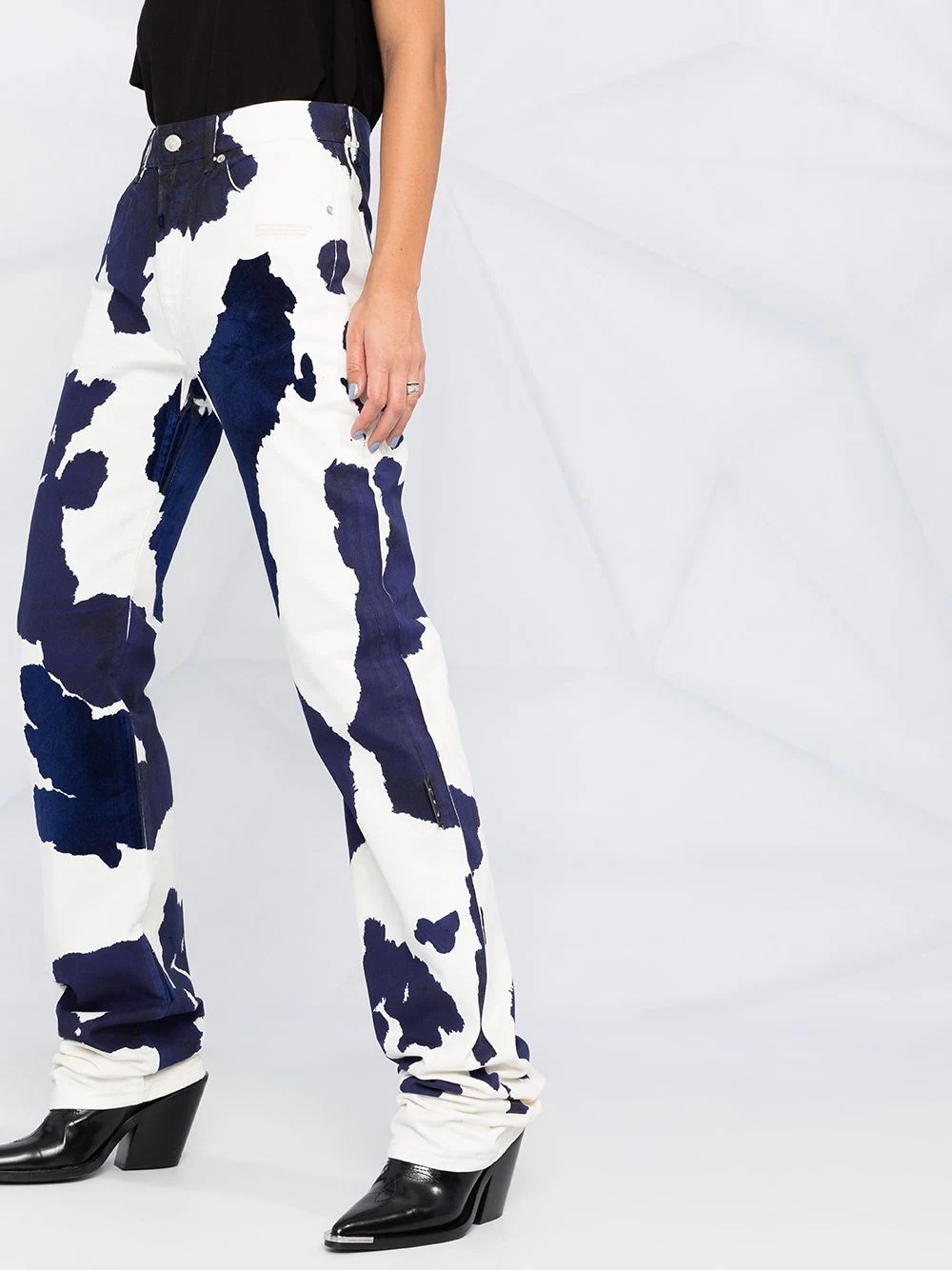 cow-print straight-leg jeans - 5