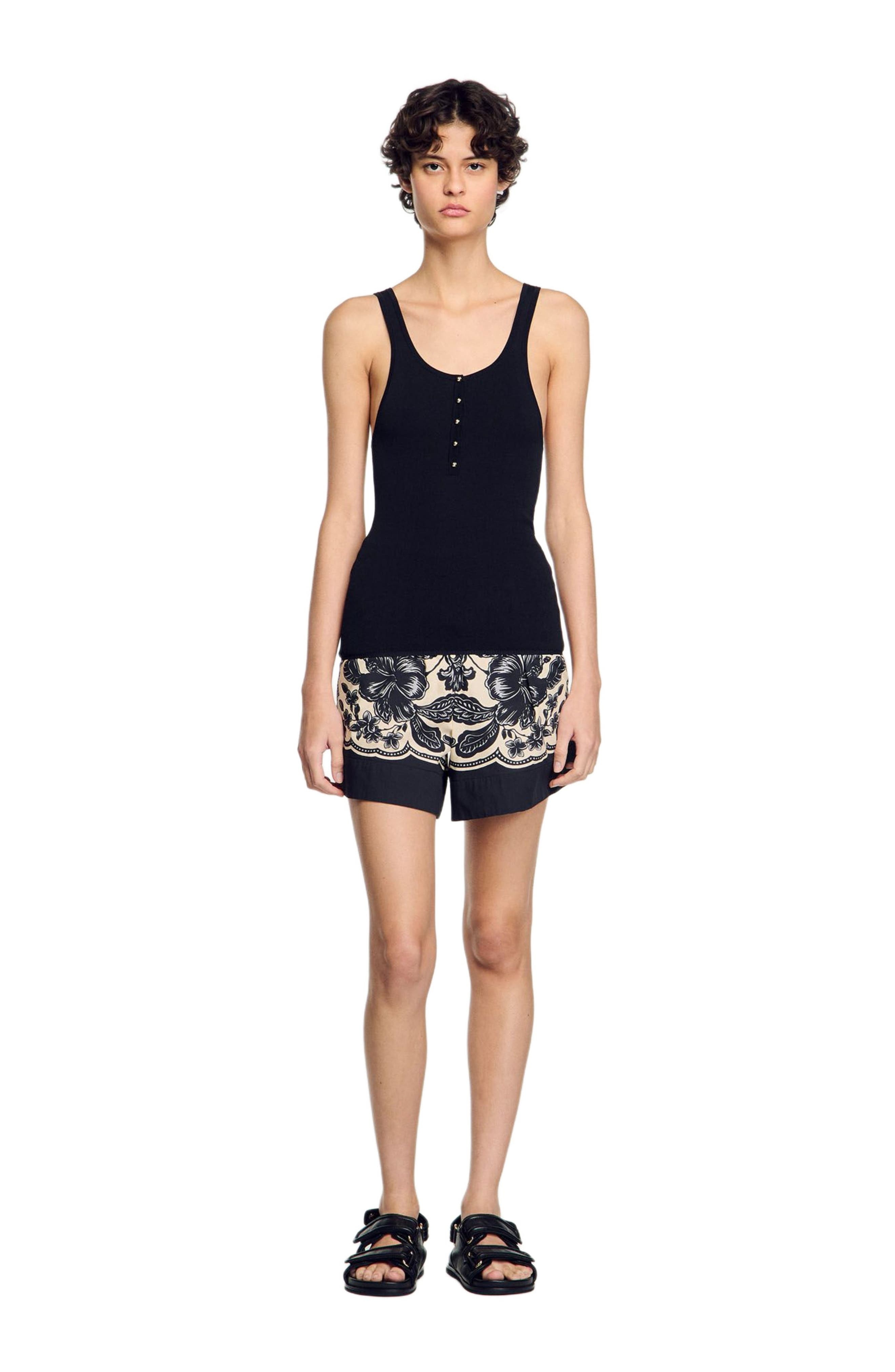SANDRO Rib knit vest top in Black at Nordstrom - 1