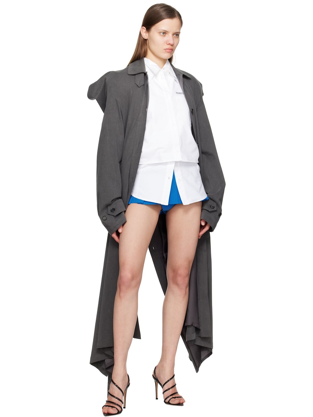 Gray Square Trench Coat - 4