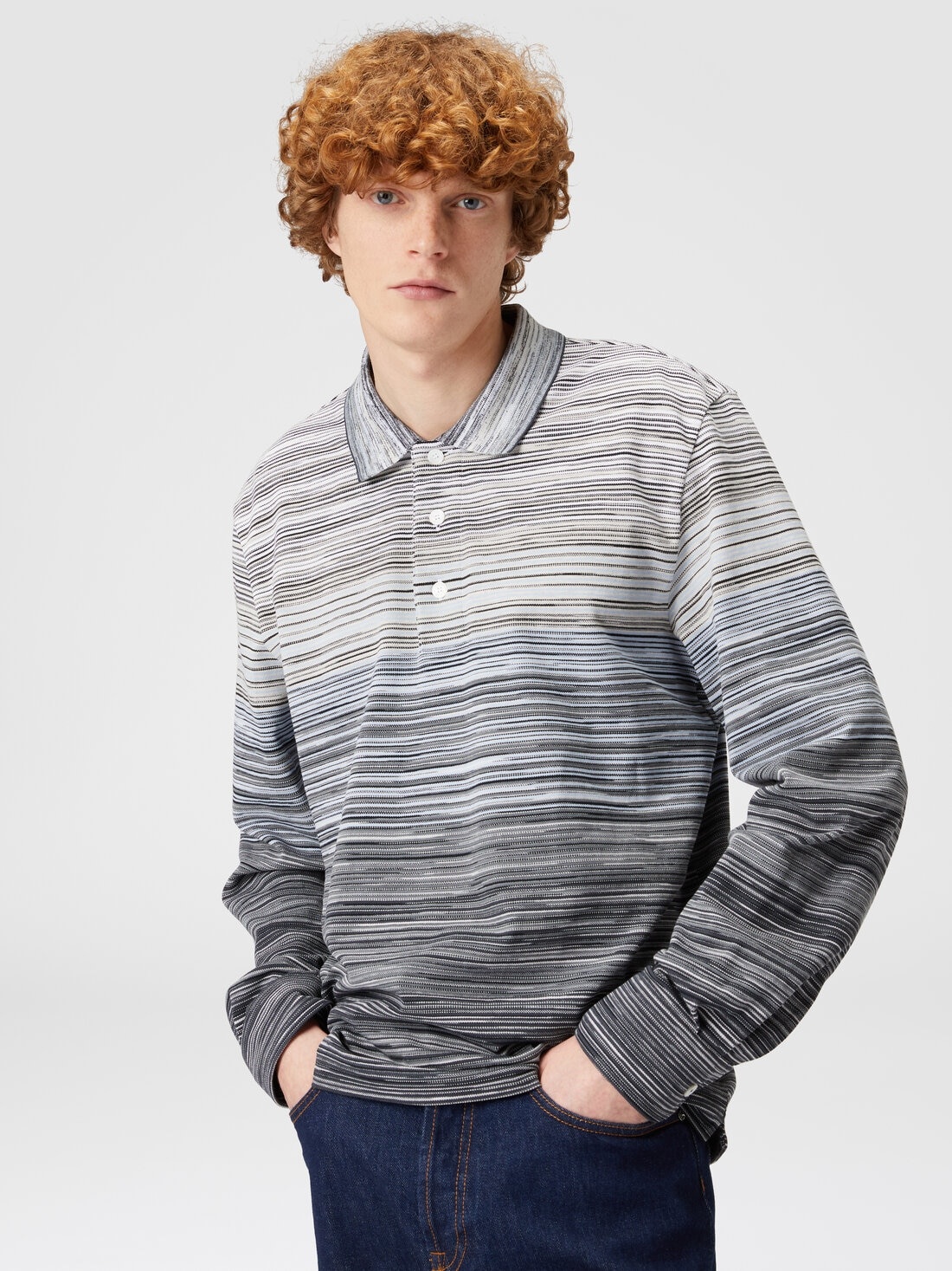 Long-sleeved polo shirt in slub cotton piqué - 4