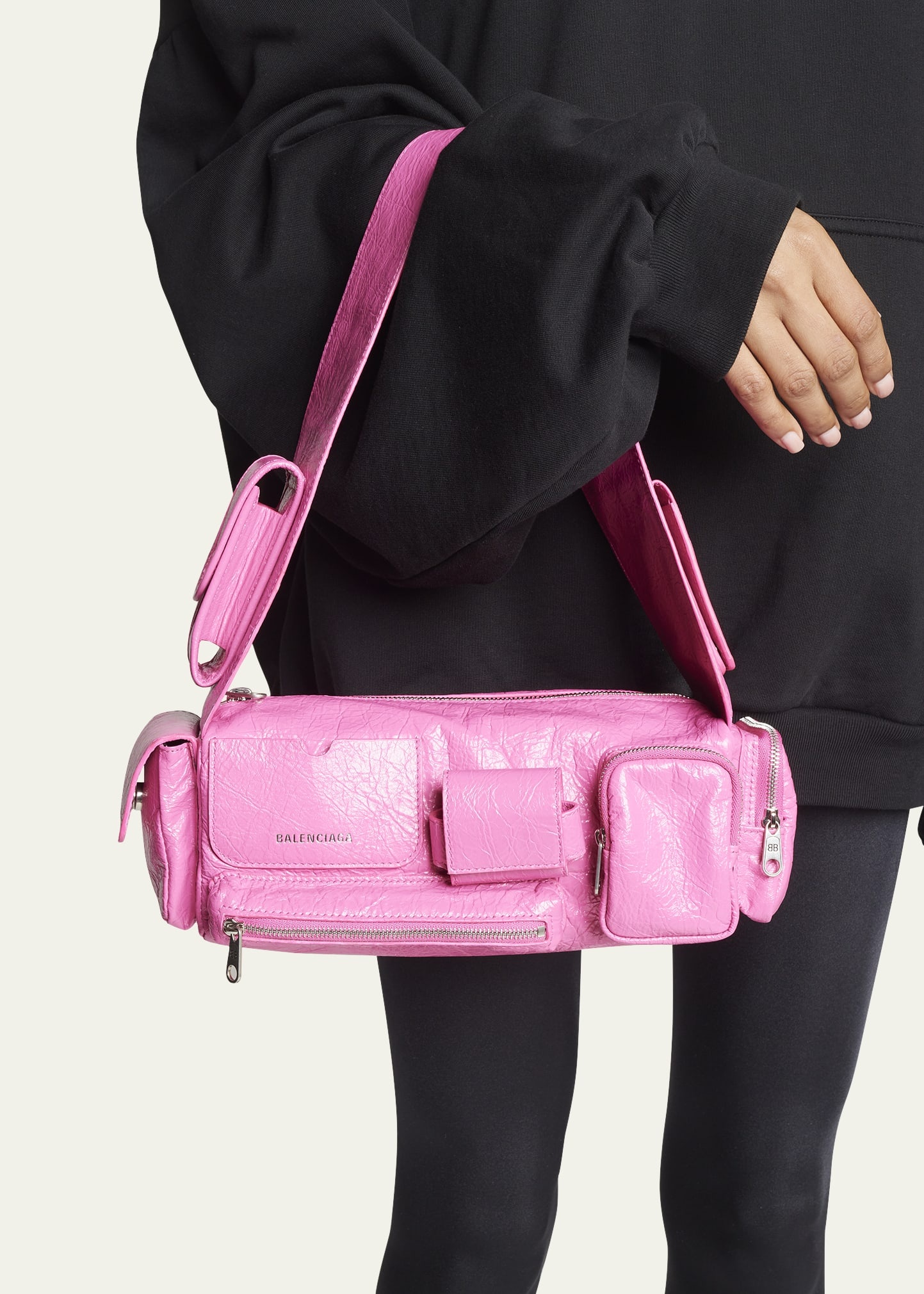 関税込【BALENCIAGA】Superbusy XS leather shoulder bag Pink Superbusy XS leather shoulder bag in pink - Balenciaga
