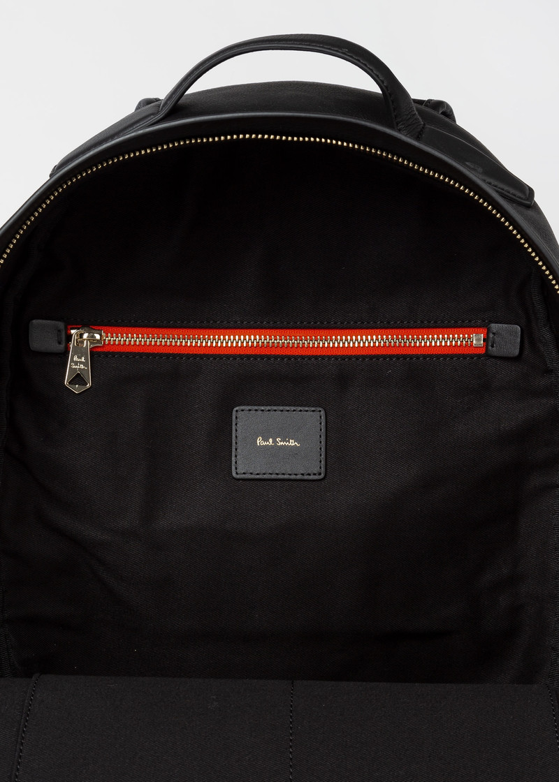 Black Leather 'Signature Stripe' Backpack 4
