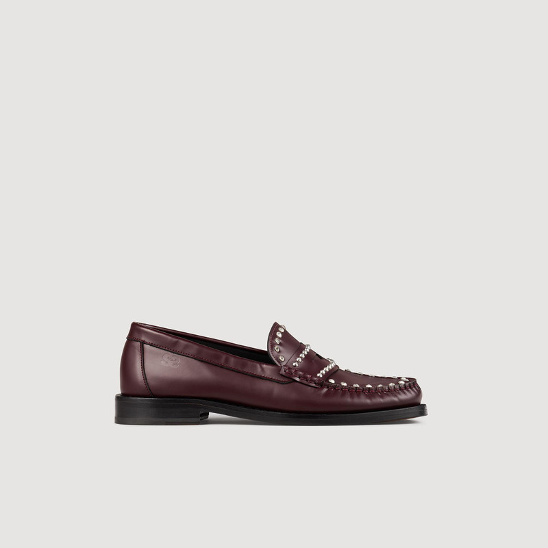 Sandro RHINESTONE STUDDED LEATHER LOAFERS outlook