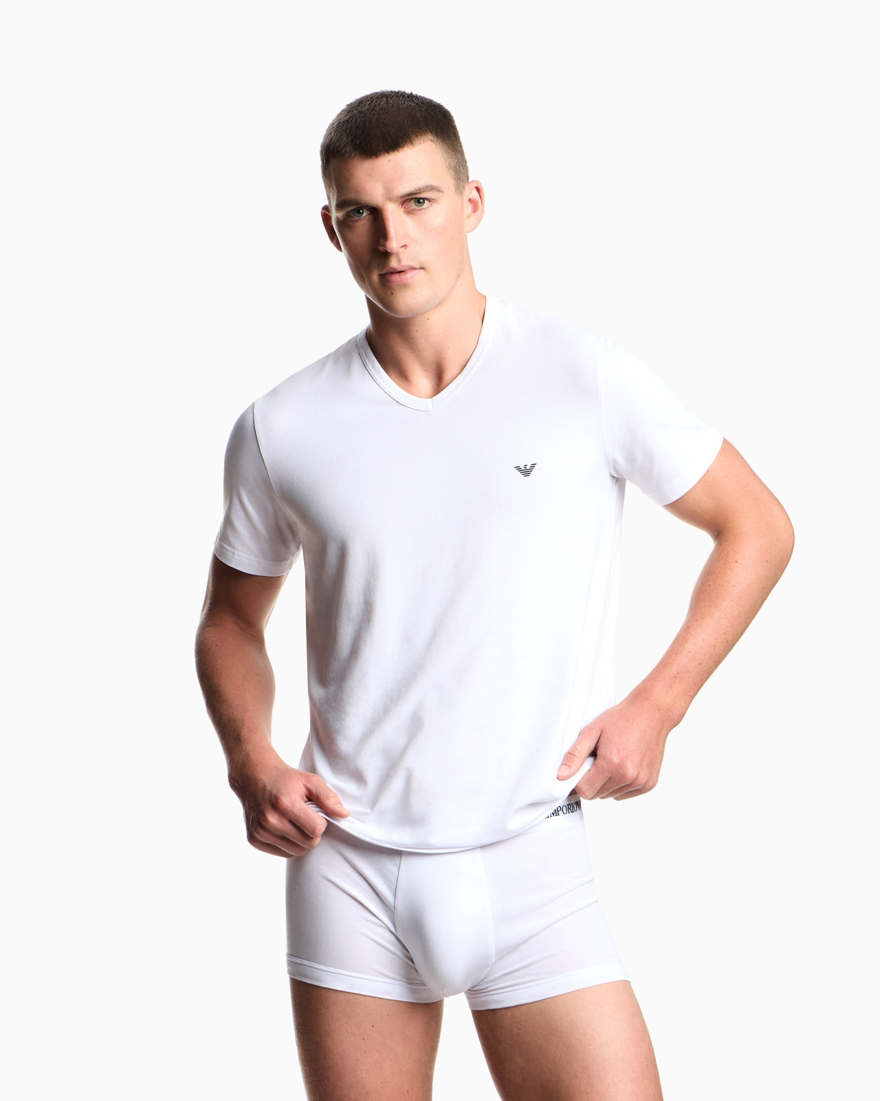 TWO-PACK OF STRETCH JERSEY LOUNGEWEAR V-NECK T-SHIRTS - 2