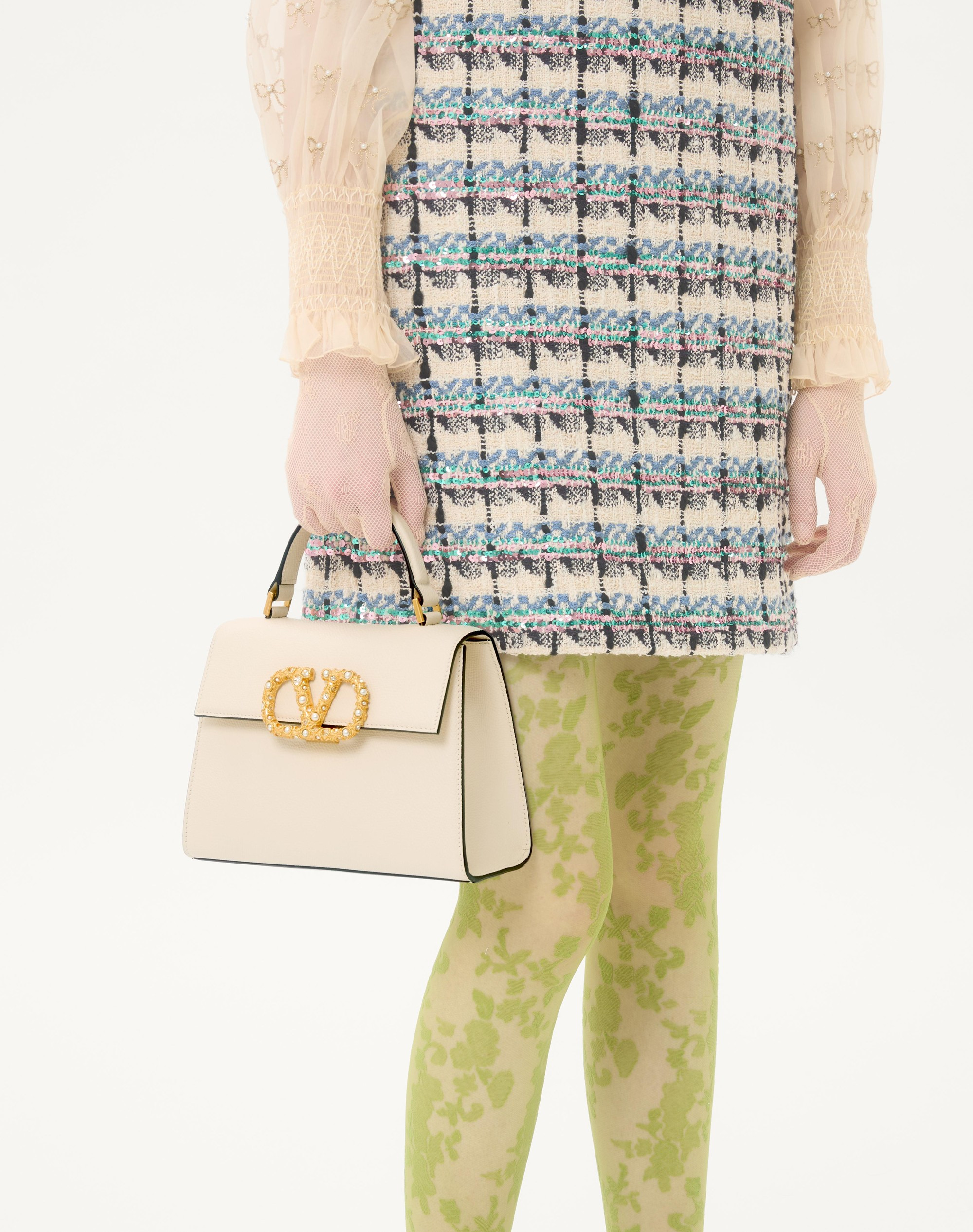 VALENTINO GARAVANI VSLING SMALL HANDBAG IN GRAINY CALFSKIN WITH JEWEL LOGO - 7