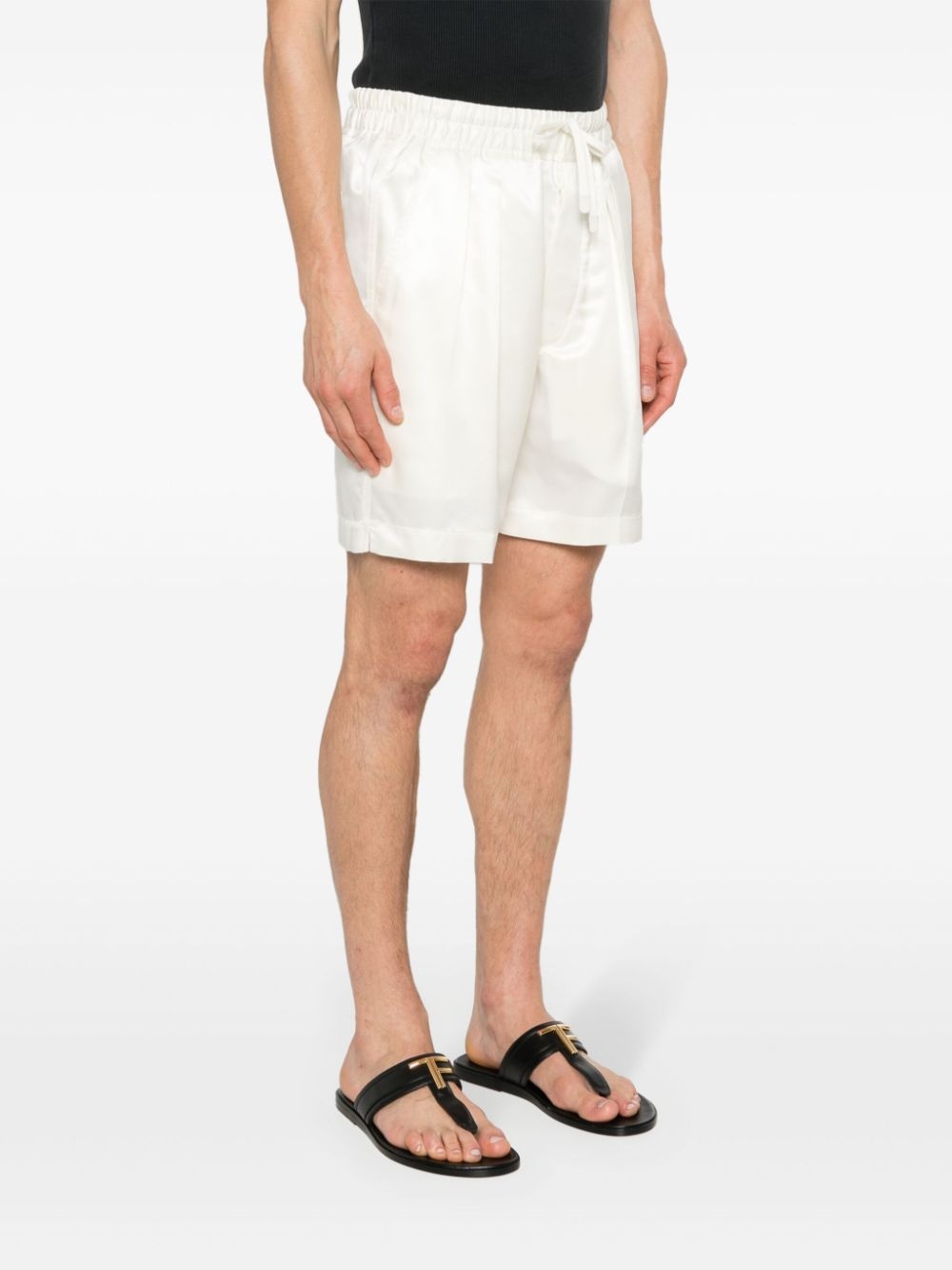 pleated silk shorts - 3