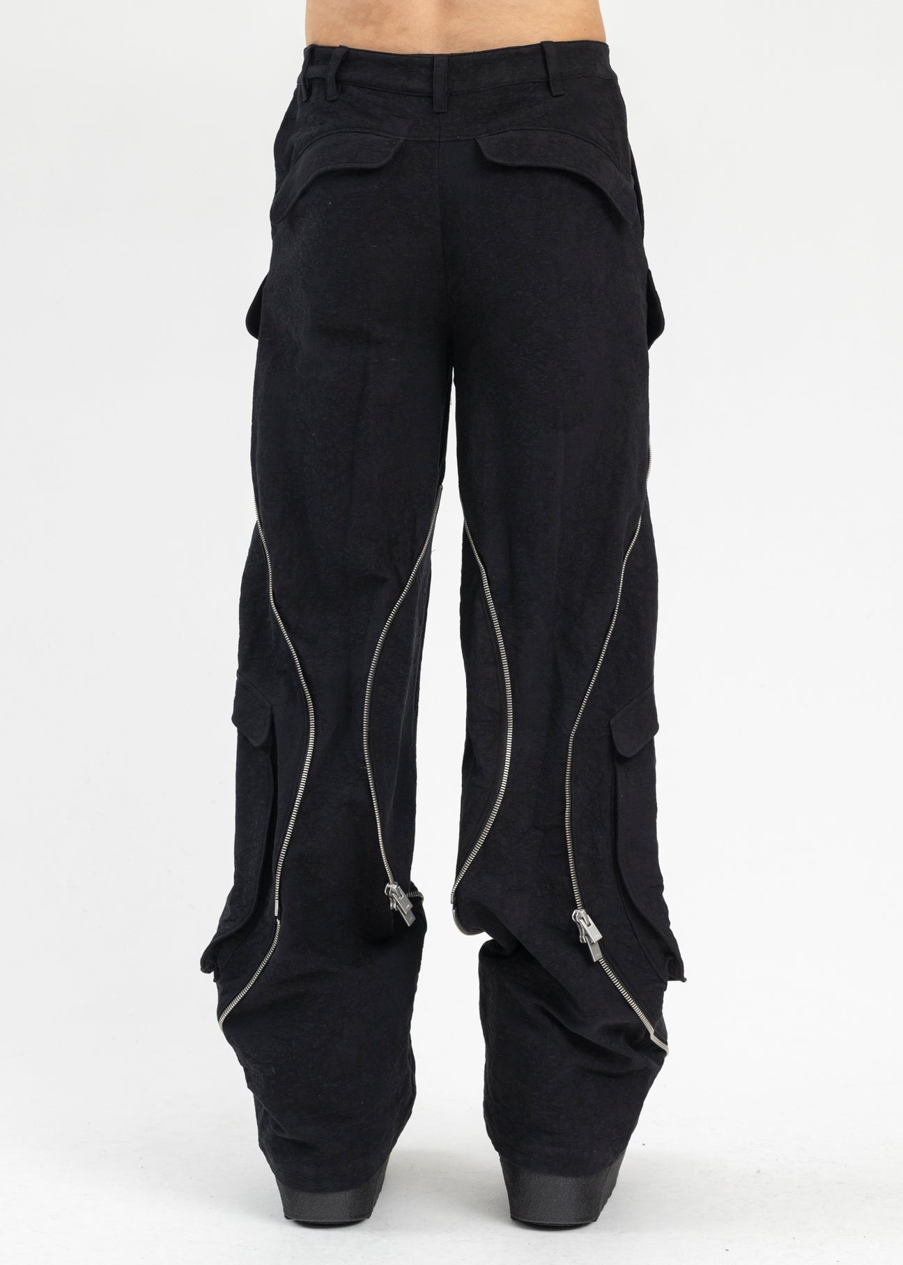BLACK PUNCTURED CARGO TROUSER - 2