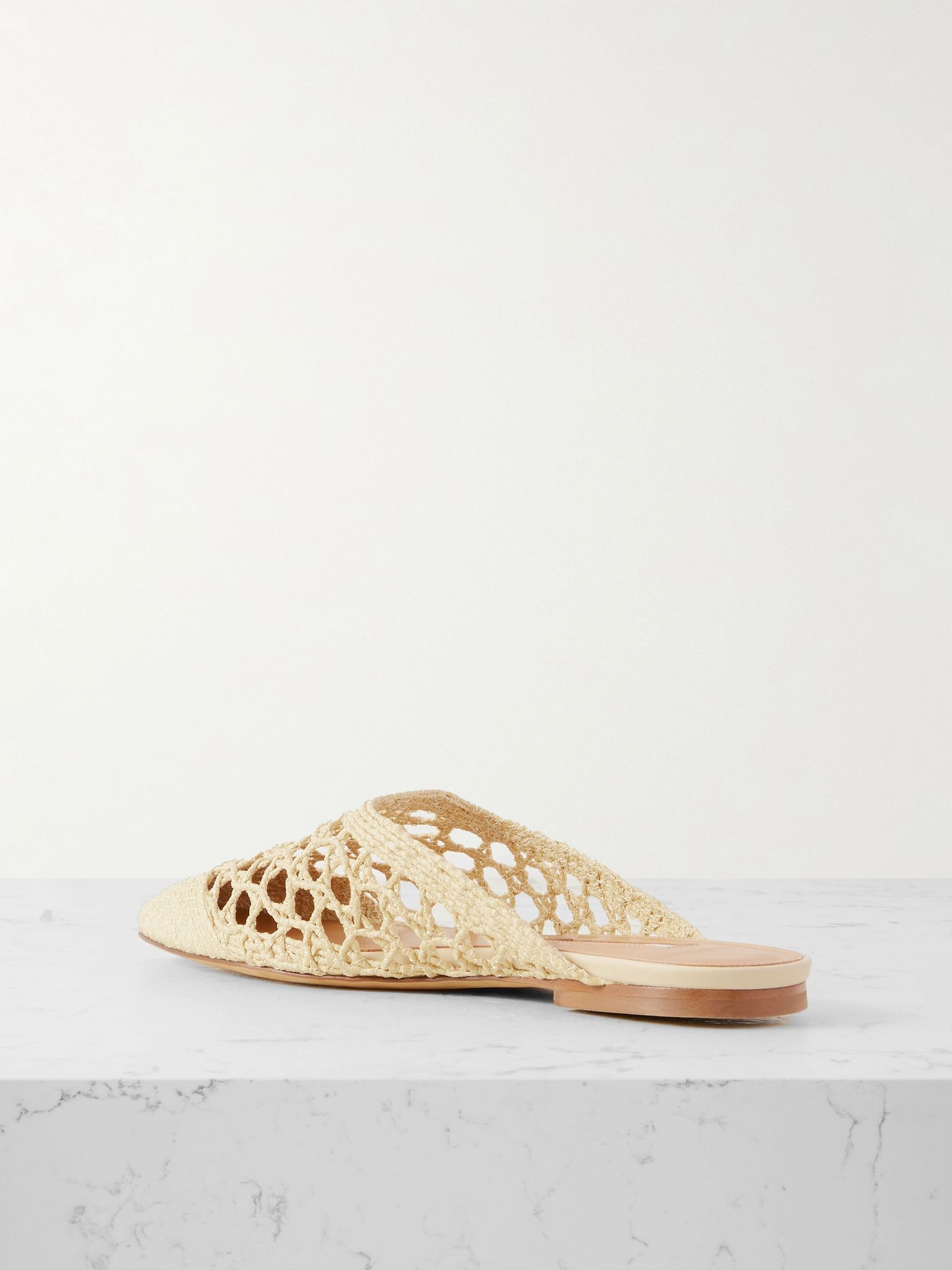 Woven raffia mules Beige - 3