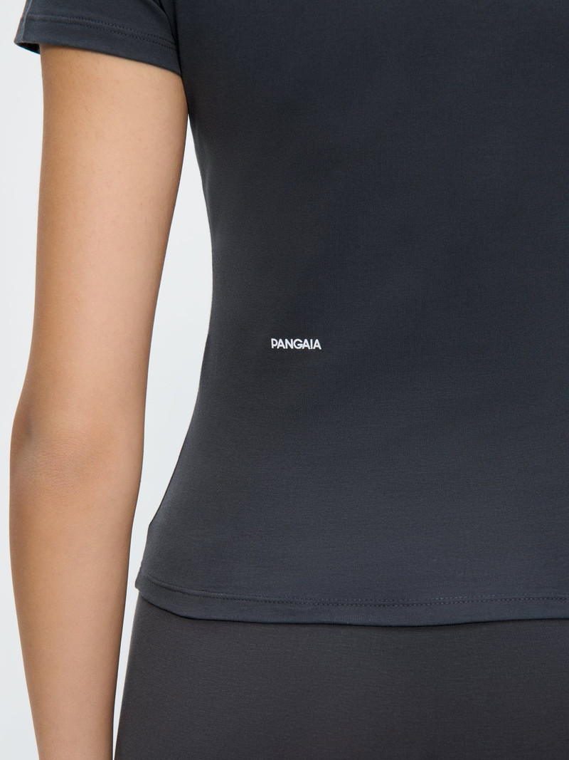 Womens Cotton-Stretch Slim T-Shirt - Smoked Black 5