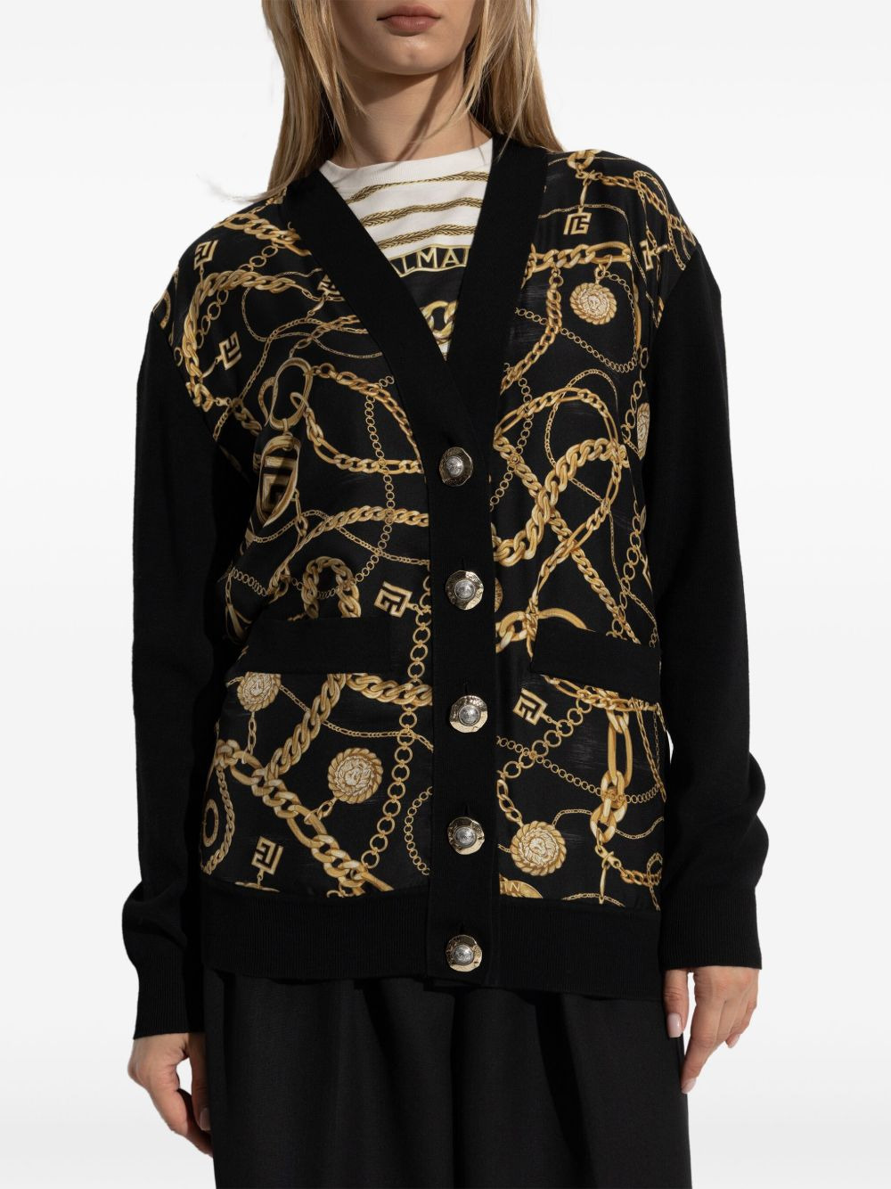chain-print cardigan - 3