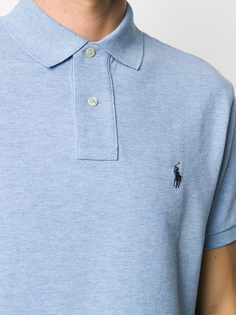 Blue Embroidered Motif Polo Shirt 5