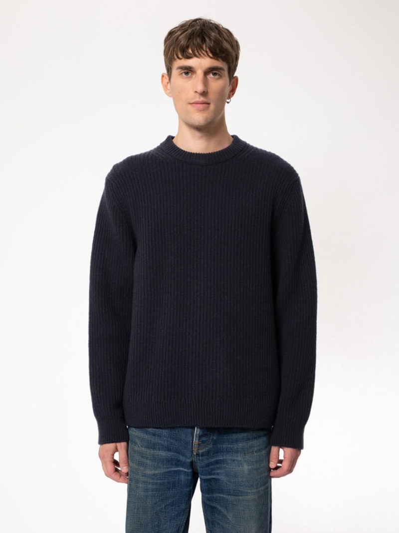 Nudie Jeans August Rib Wool Navy outlook