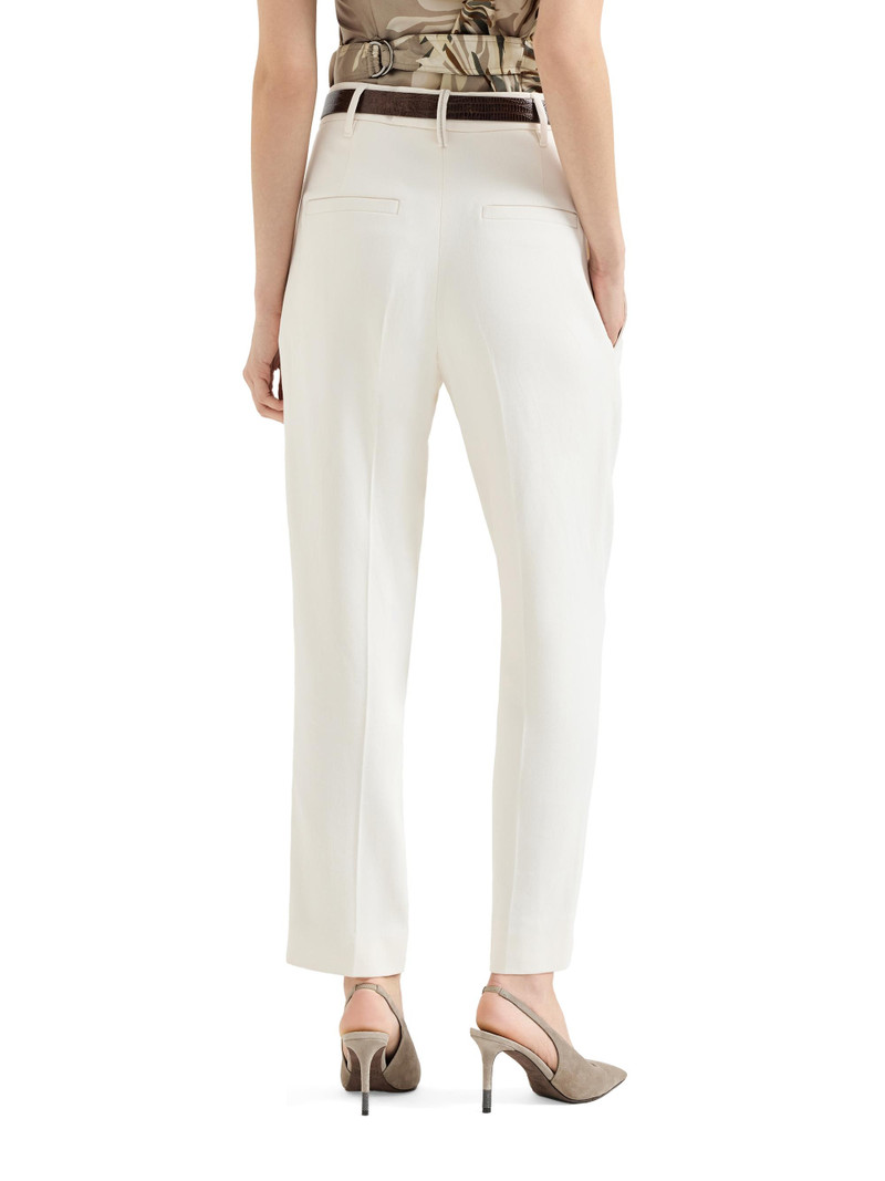 Women's Comfort Viscose Couture Twill Slouchy Trousers with Monili - Milk 3