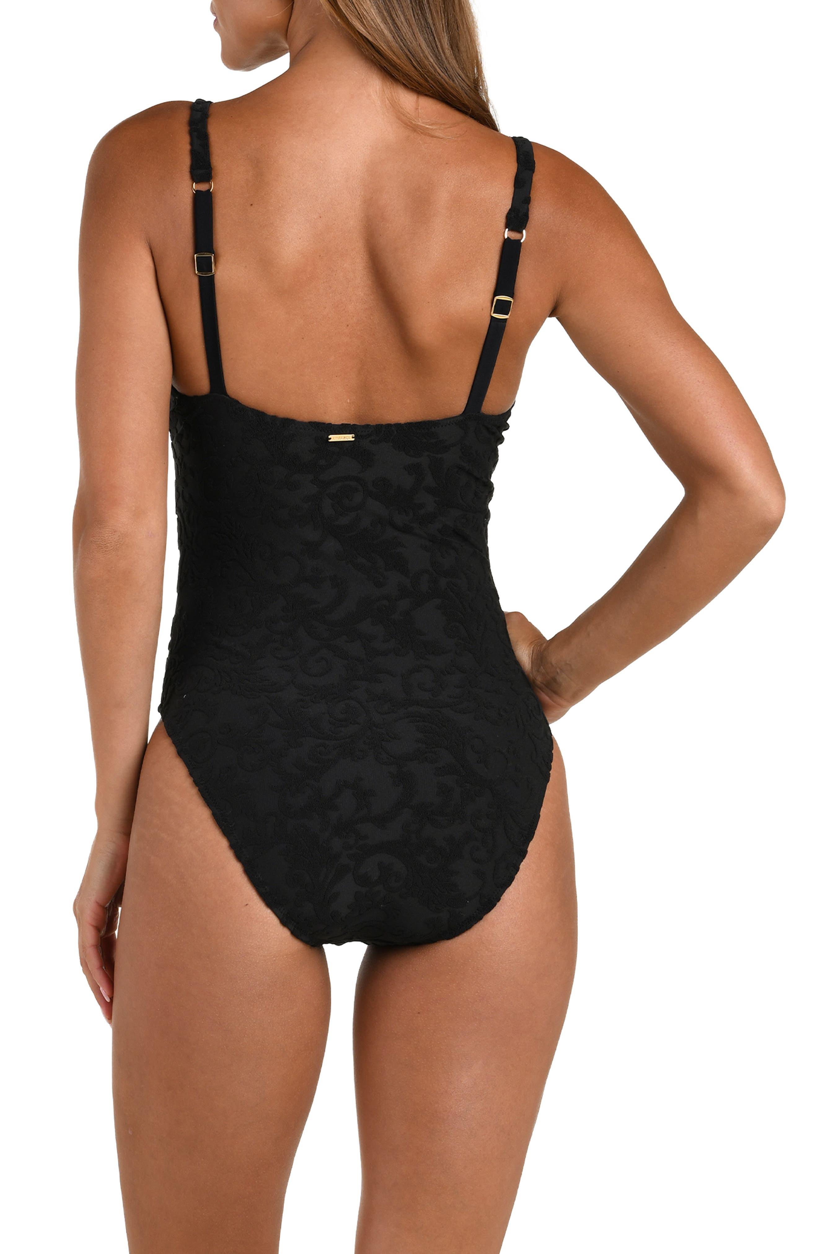 L'AGENCE Remi Ornate Terry One-Piece Swimsuit in Black at Nordstrom - 2