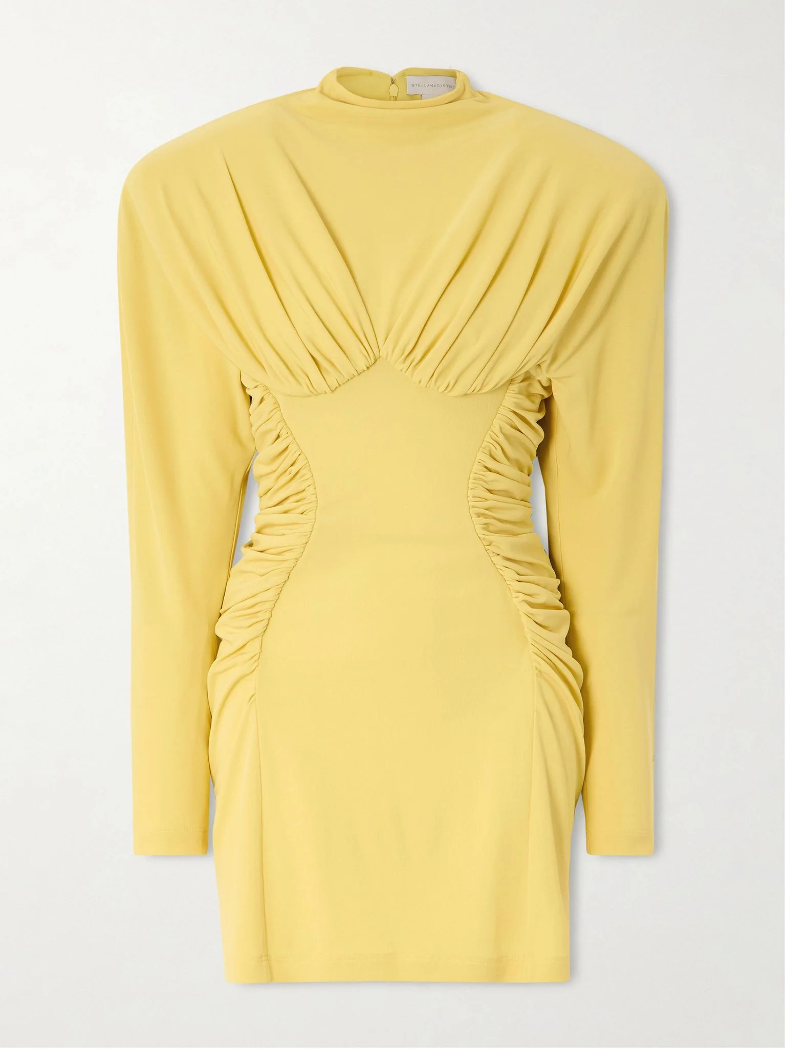Ruched jersey mini dress Yellow - 1