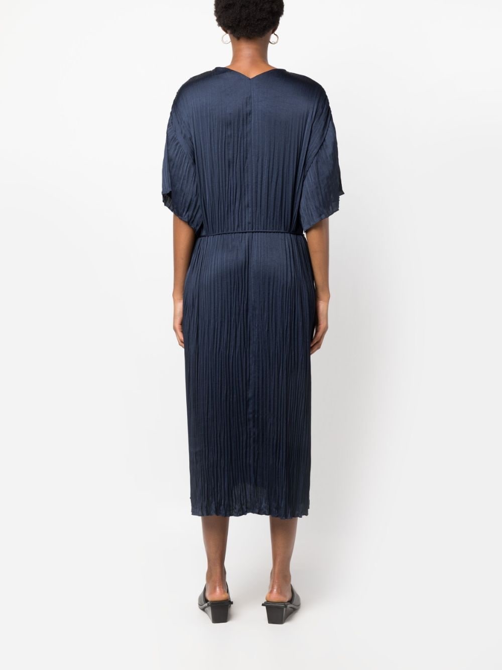 plissé tie-waist dress - 4