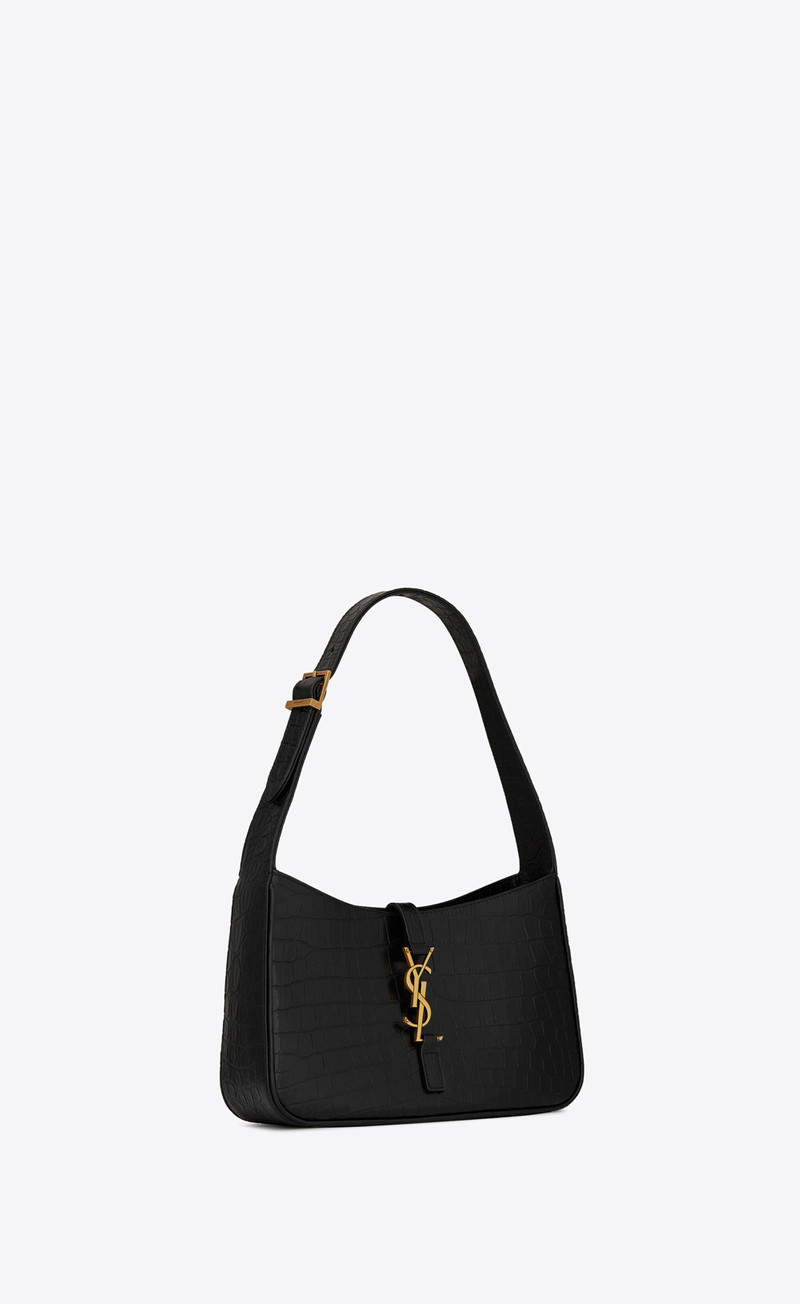 le 5 à 7 hobo bag in crocodile-embossed shiny leather 5