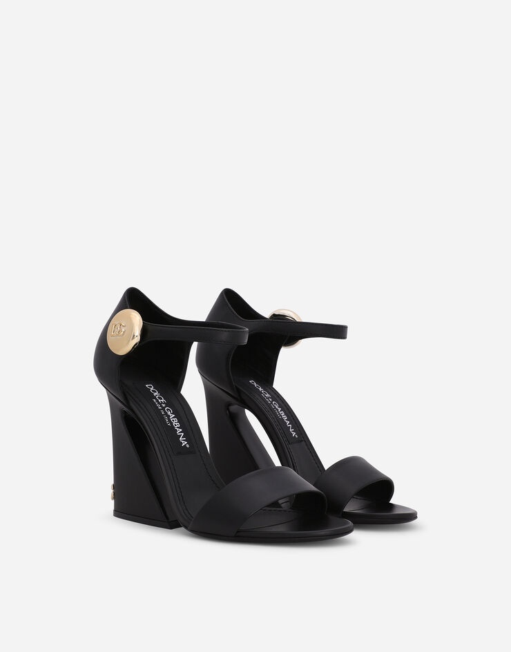 Nappa leather sandals with geometric heel - 2