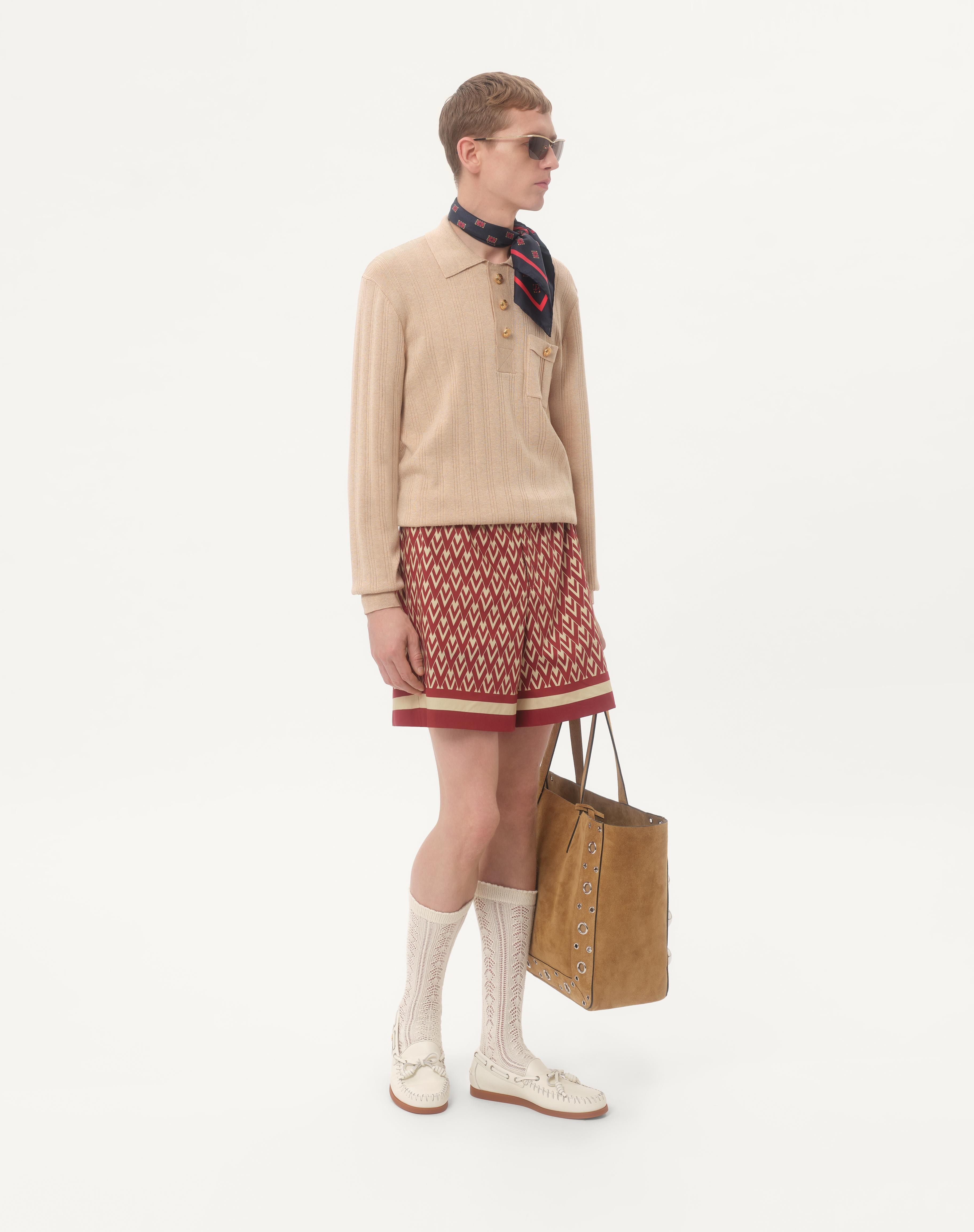 COTTON POPELINE BERMUDA SHORTS WITH TOUTE LA V PRINT - 3