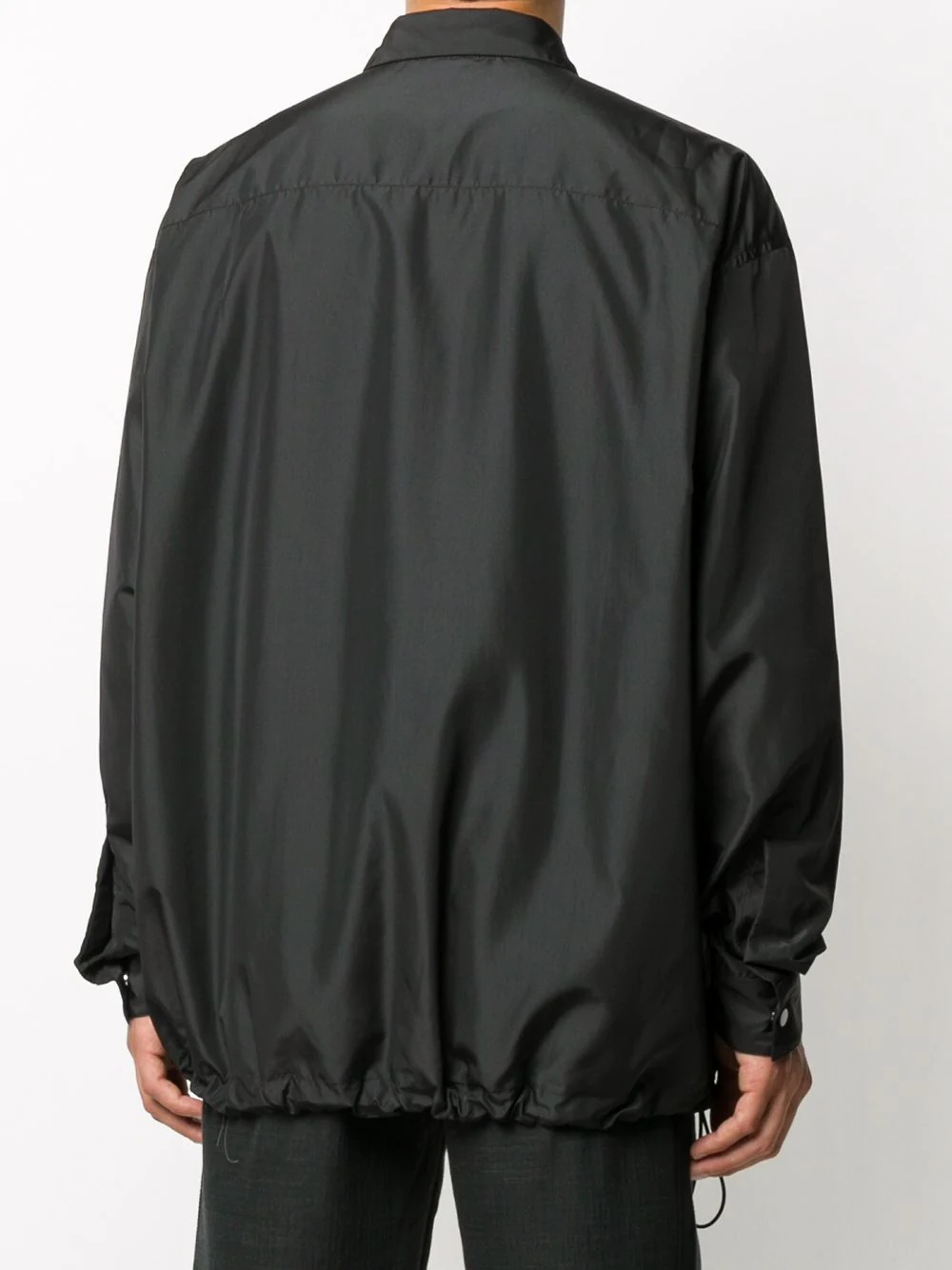 shirt-style drawstring-hem coat - 4